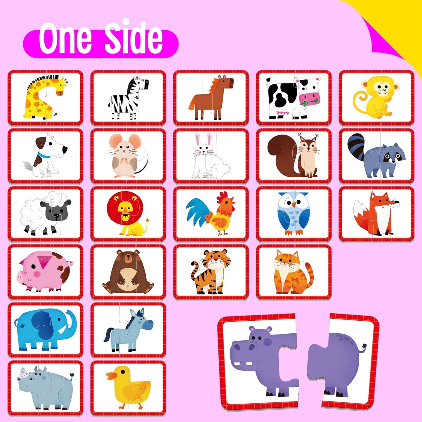 48 Animal Memory Matching Puzzles with Error-Correction, Self-Correcting Puzzle Match Game Educational Learning Activities for Toddlers Kindergarten, Animal-Themed Learning Games Toys for 3 Years Old