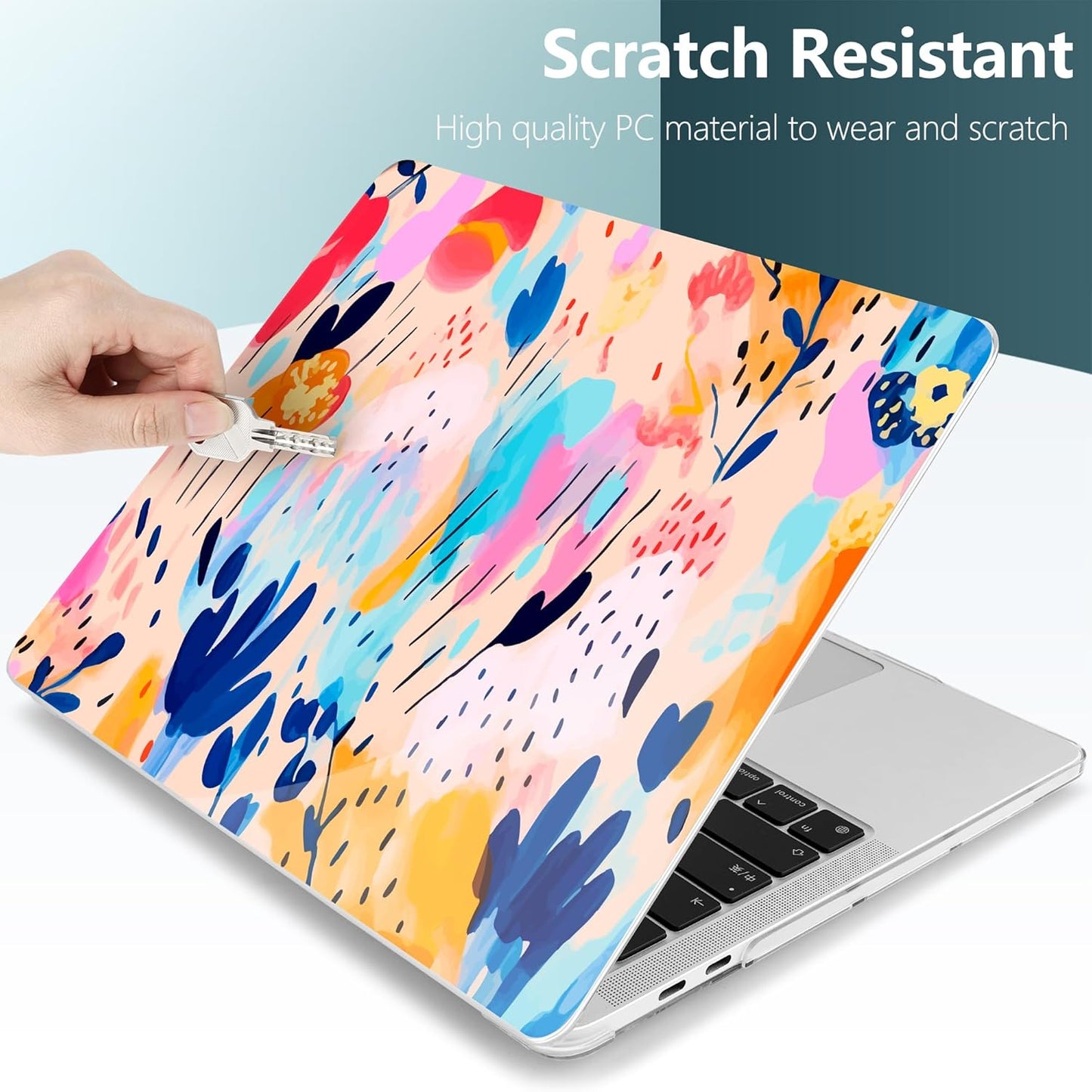 TWOLSKOO Compatible with MacBook Pro 13 inch Case 2023-2016 A2338 M2/M1 A2251 A2289 A2159 A1989 A1706, Plastic Hard Shell Cover & Keyboard Skin & Screen Protector, Bright Abstract Florals