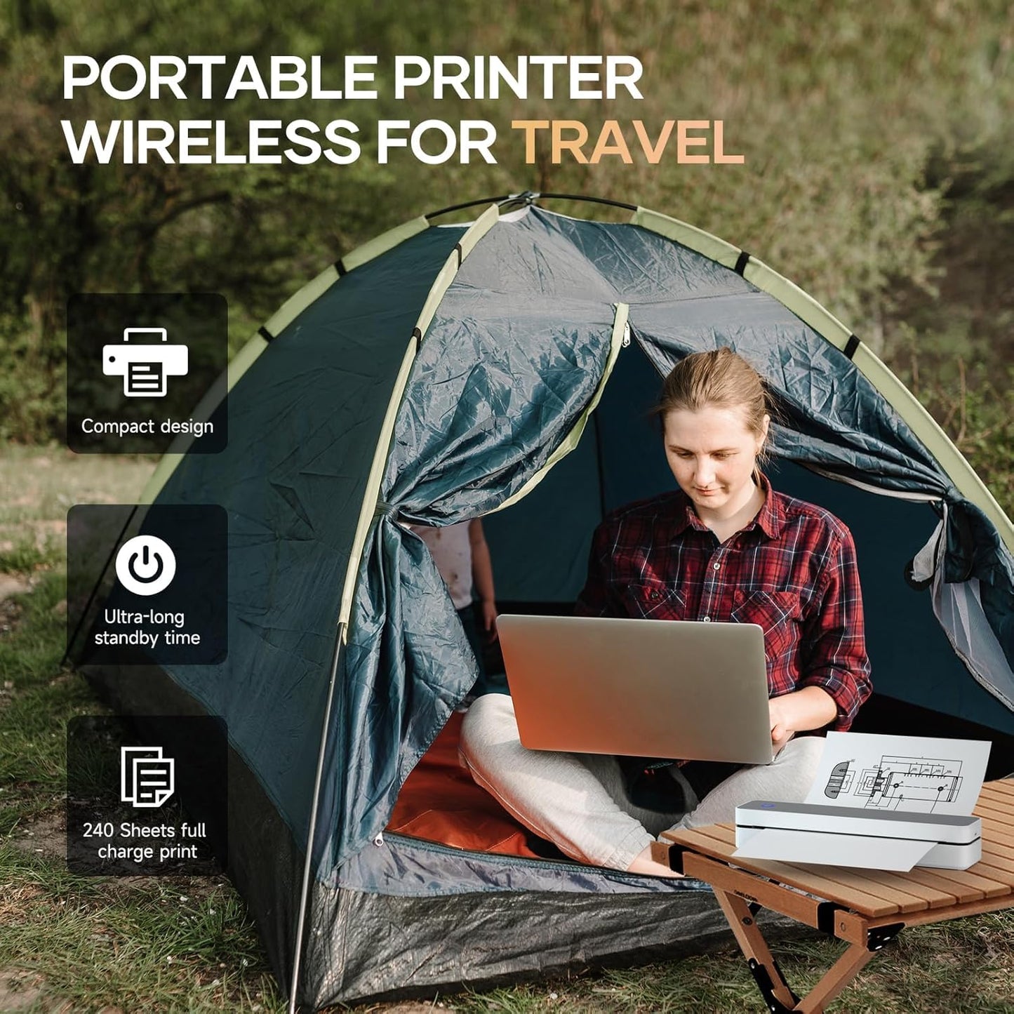 iDPRT Portable-Printer Wireless for Travel, 300DPI Inkless-Thermal-Printers for Home Use, Office, Supports 8.5" x 11"&A4&A5(Cannot Print Color Only Supports Thermal Paper)