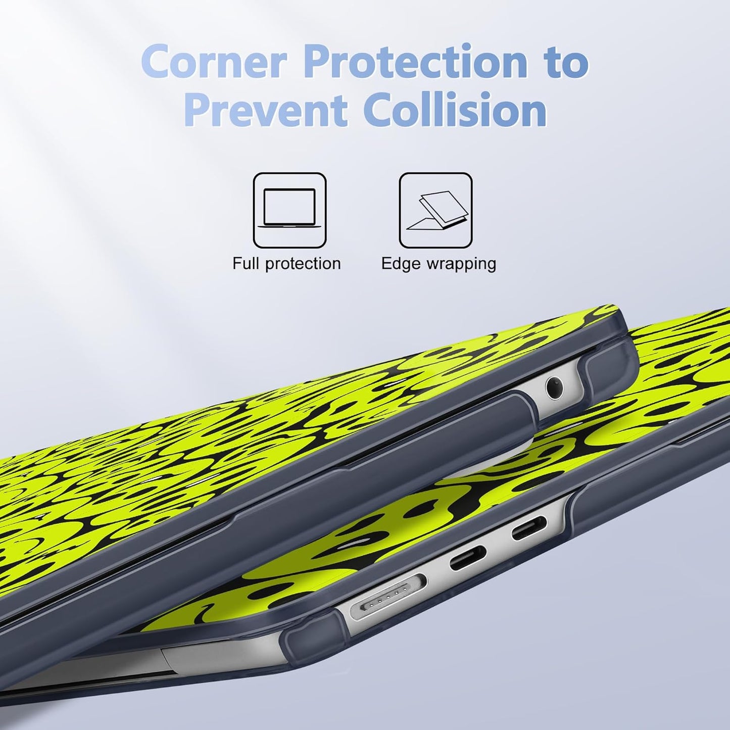 Case for MacBook Air 15 Inch 2025 2024 2023 Release M4 A3241 M3 A3114 M2 A2941, Hard Shell with Screen Protector & Keyboard Cover, Compatible with Touch ID, Distorted Emoticon