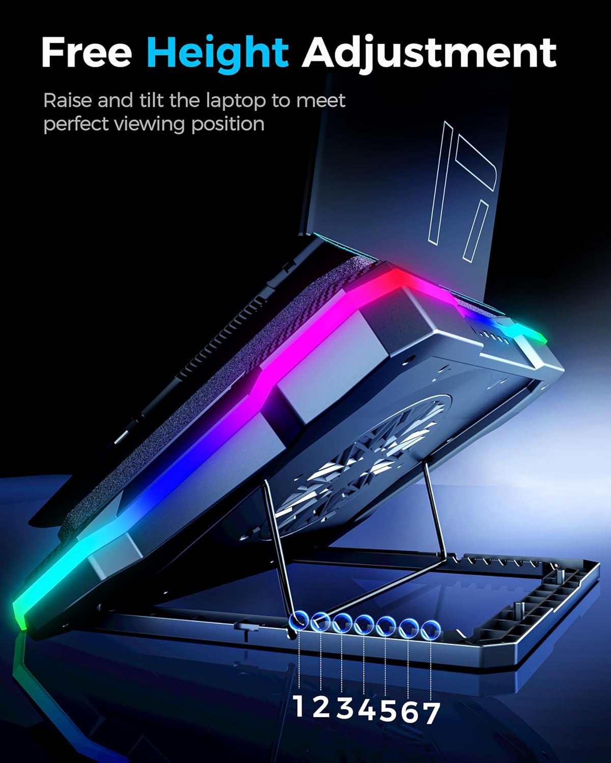 AICHESON Gaming Turbofan Laptop Cooling Pad with 10°C-35°C Temperature Drop, Full Sealed Foam Stand for 14-19 inch Laptops