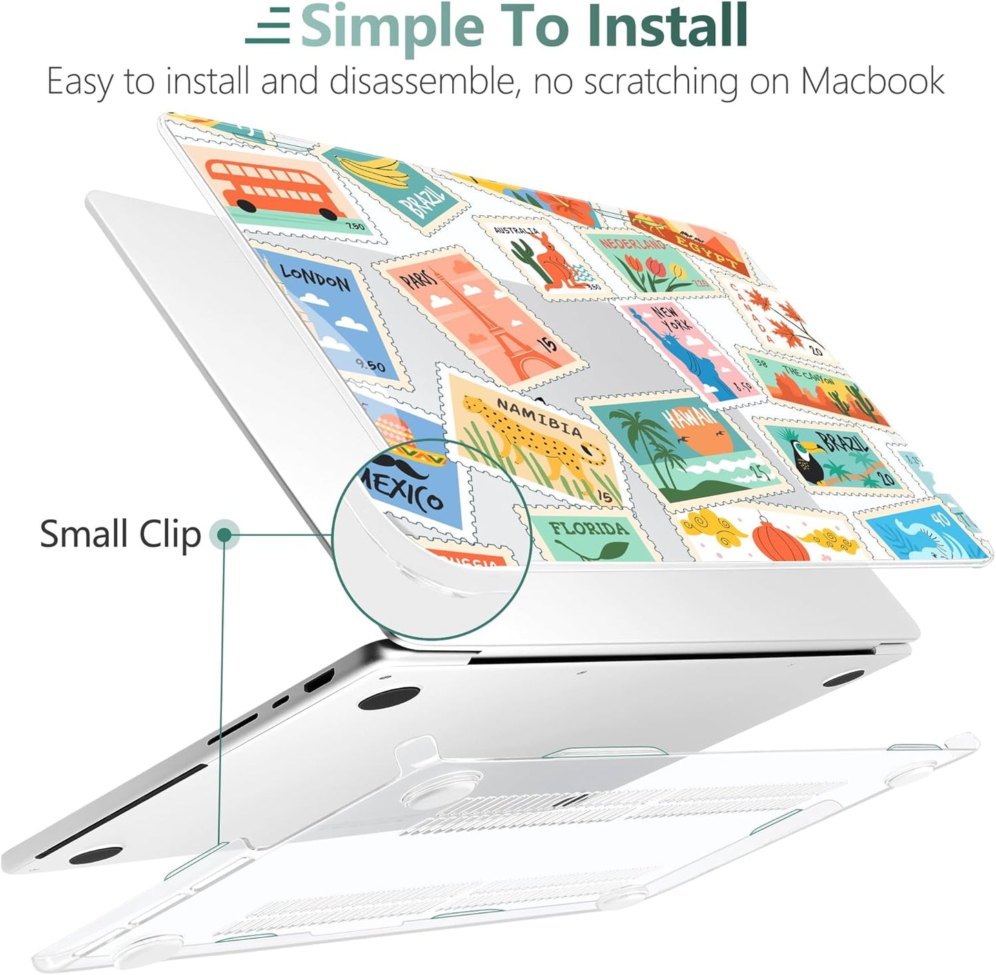 DONGKE for M4 MacBook Pro 16 Inch Case 2024 2023 2021 A3403 A3186 M3 A2991 M2 A2780 M1 A2485 Pro/Max Chip, Plastic Hard Shell Case & Keyboard Cover for Mac Pro 16 with Touch ID, Post Stamps