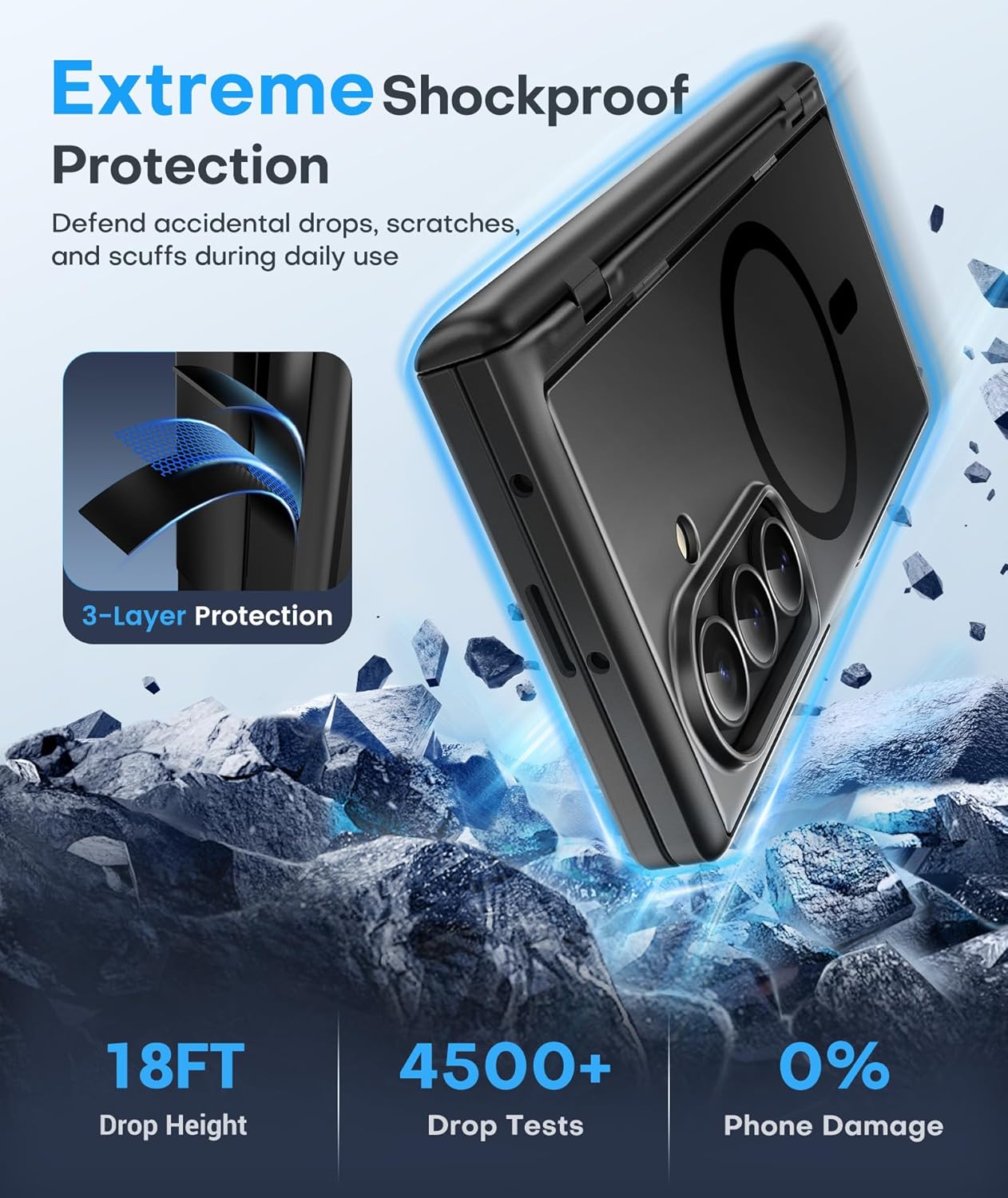 BERFY Magnetic for Samsung Galaxy Z Fold 7 Case with Privacy Screen Protector, [Compatible with MagSafe][Anti Spy] Built-in Hidden Kickstand, Full-Body Shockproof Slim Phone Case for Z Fold 7, Black