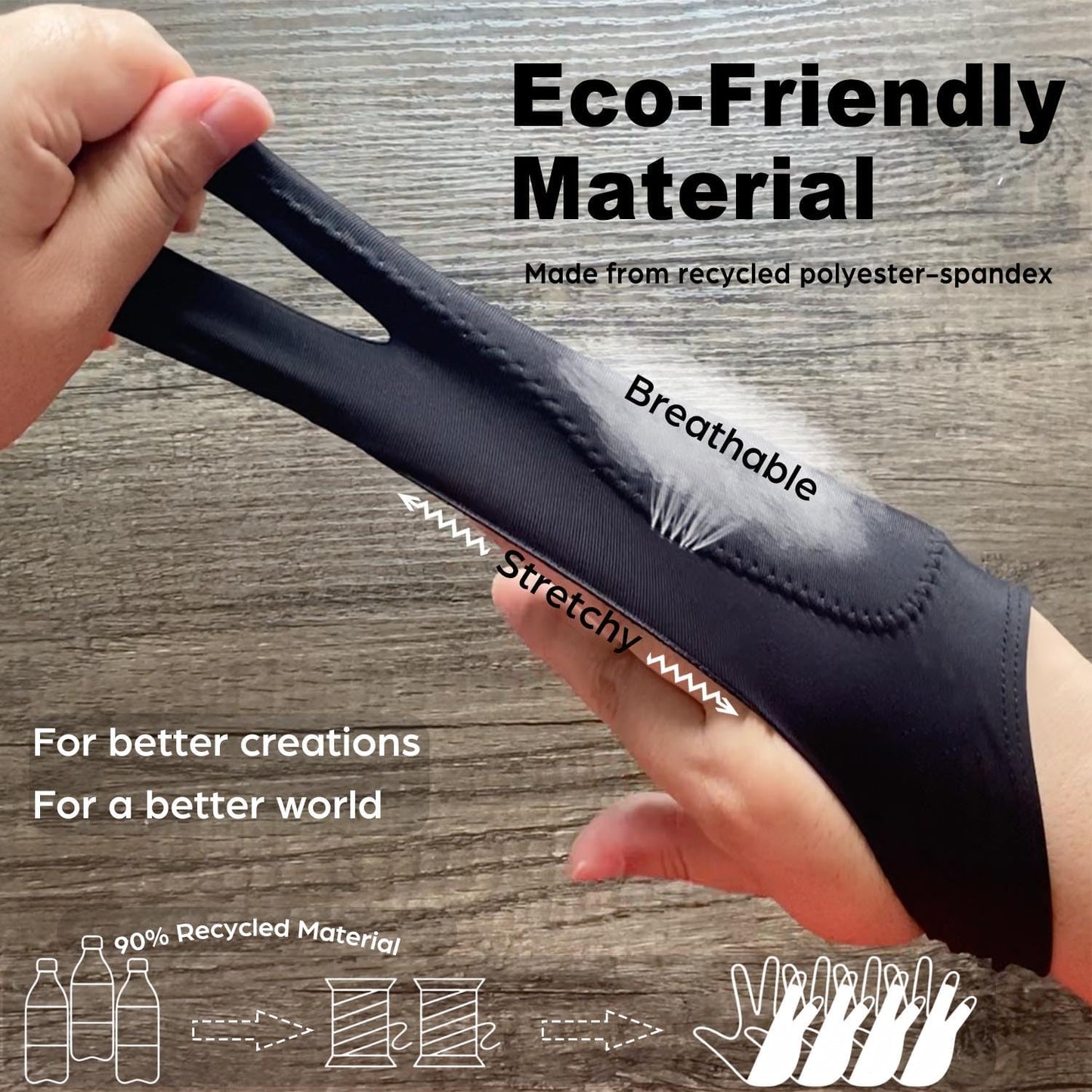 Drawing Glove, Artist Glove for Drawing Tablet, iPad, Digital Art Creation - Palm Rejection, Exposed Fingertip, Suitable for Left and Right Hand - L, Pack of 2