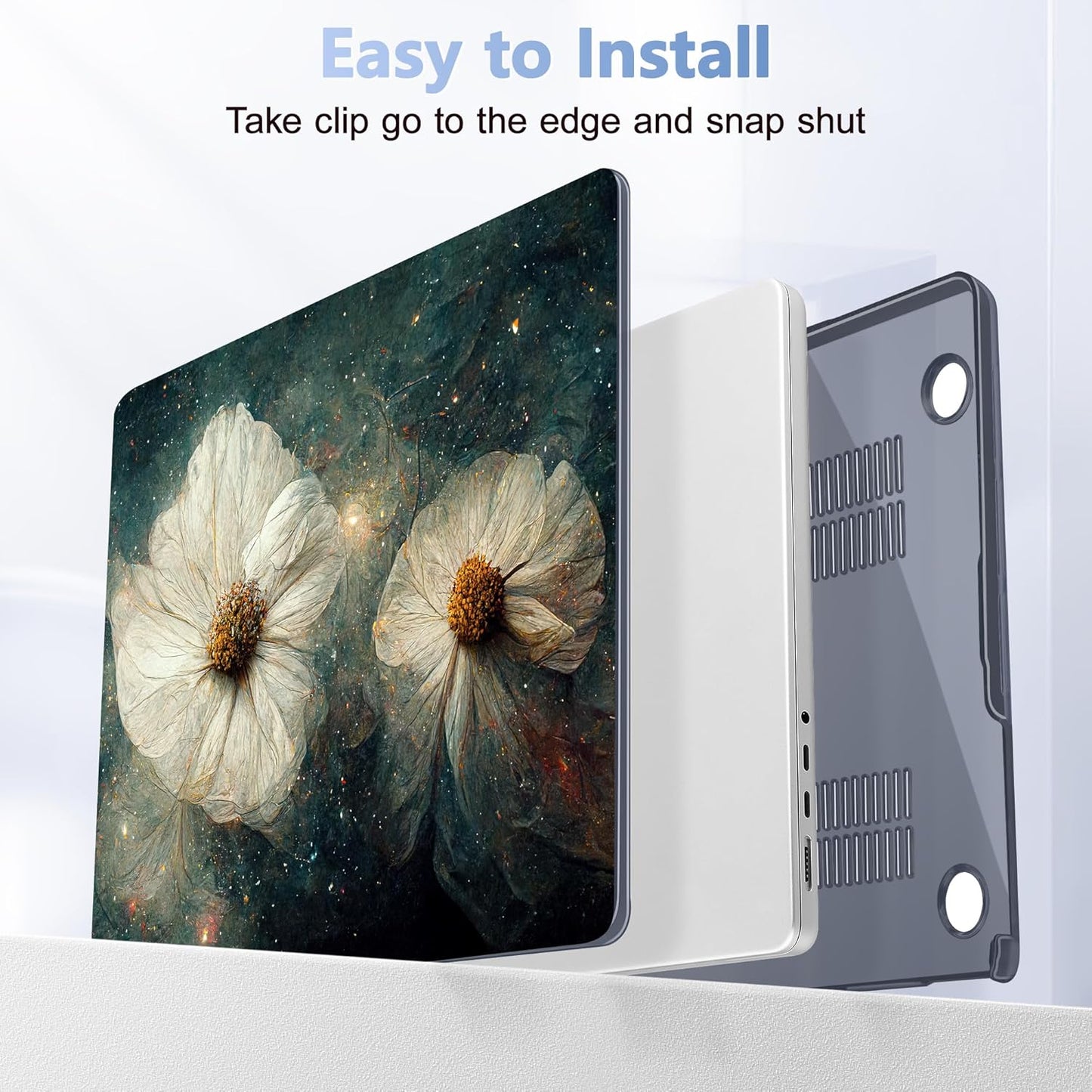 for MacBook Pro 16 inch Case 2021 2022 2023 2024 Release A3186 A3403 M4 A2991 M3 A2780 M2 A2485 M1 Pro/Max, Hard Shell Case with Screen Protector & Keyboard Cover, Sky Flower