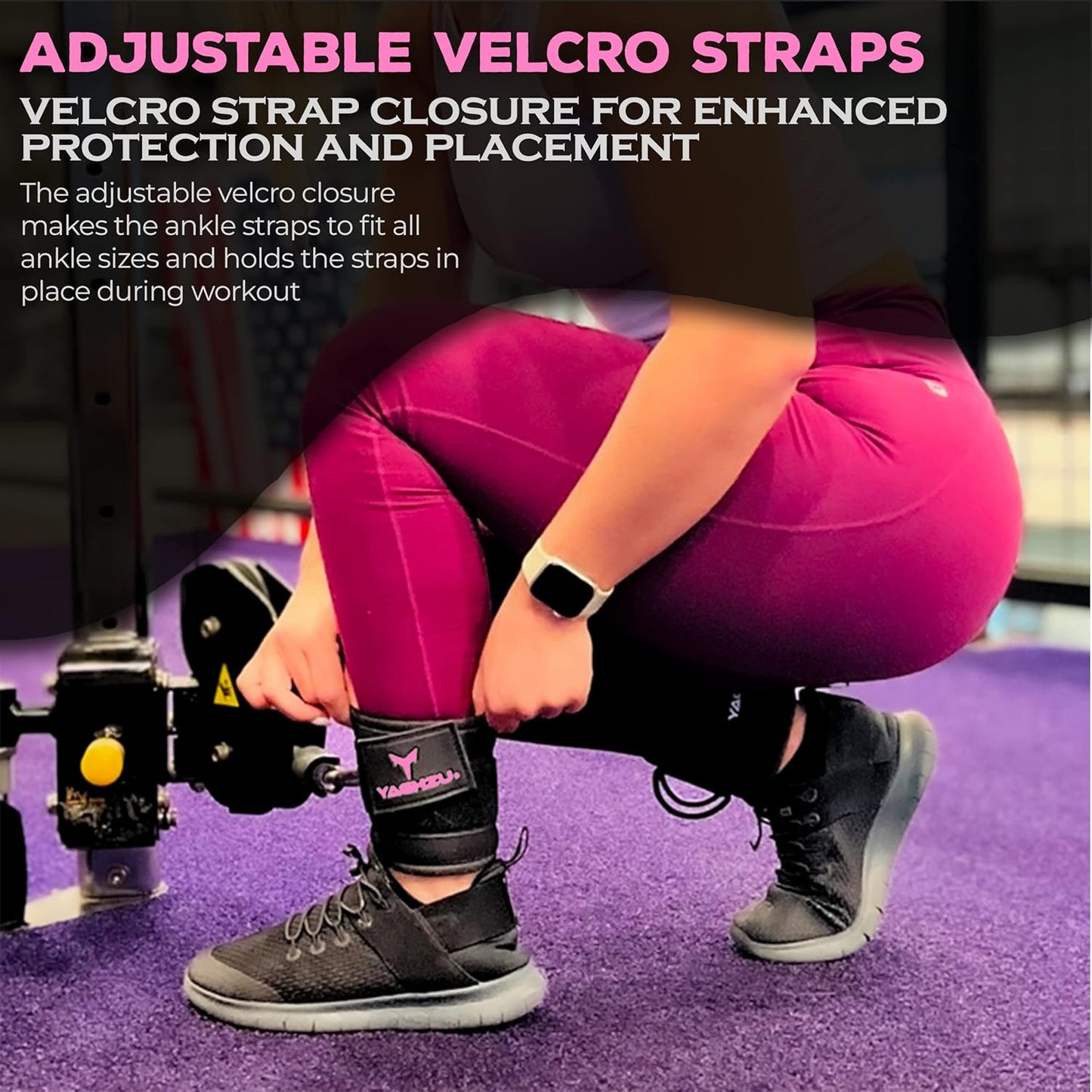 Ankle Straps for Cable Machines Women - Adjustable Gym Ankle Strap for Cable Machine, Neoprene Padded Cable Straps, Durable Leg Strap with Cable Cuff, Glute Kickback Ankle Strap with D Rings