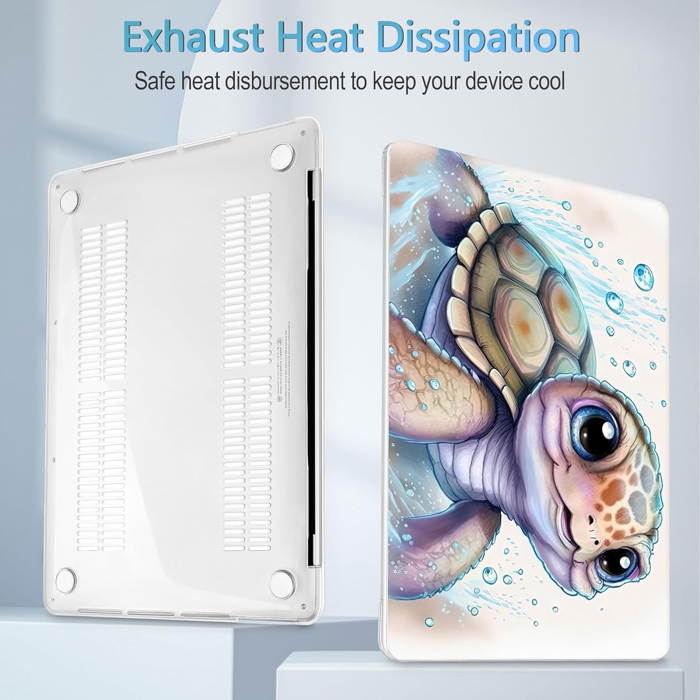 Mektron Case for MacBook Pro 16 Inch A2141 Cover 2019 Release 16" with Liquid Retina Display/Touch ID, Plastic Hard Shell with Keyboard Skin & Screen Protector & Dust Plug, Cute Turtle