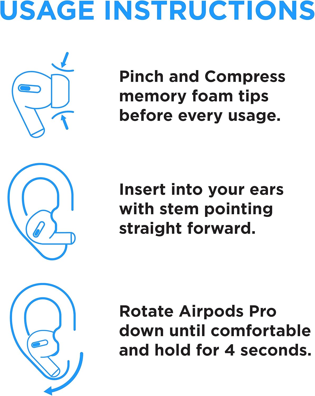 Foam Masters Memory Foam Ear Tips for AirPods Pro 1st & 2nd Gen | Comfortable | Secure | Better Noise Cancellation | Version 3.0 Replacement Buds (Small - 3 Pairs, Gray)