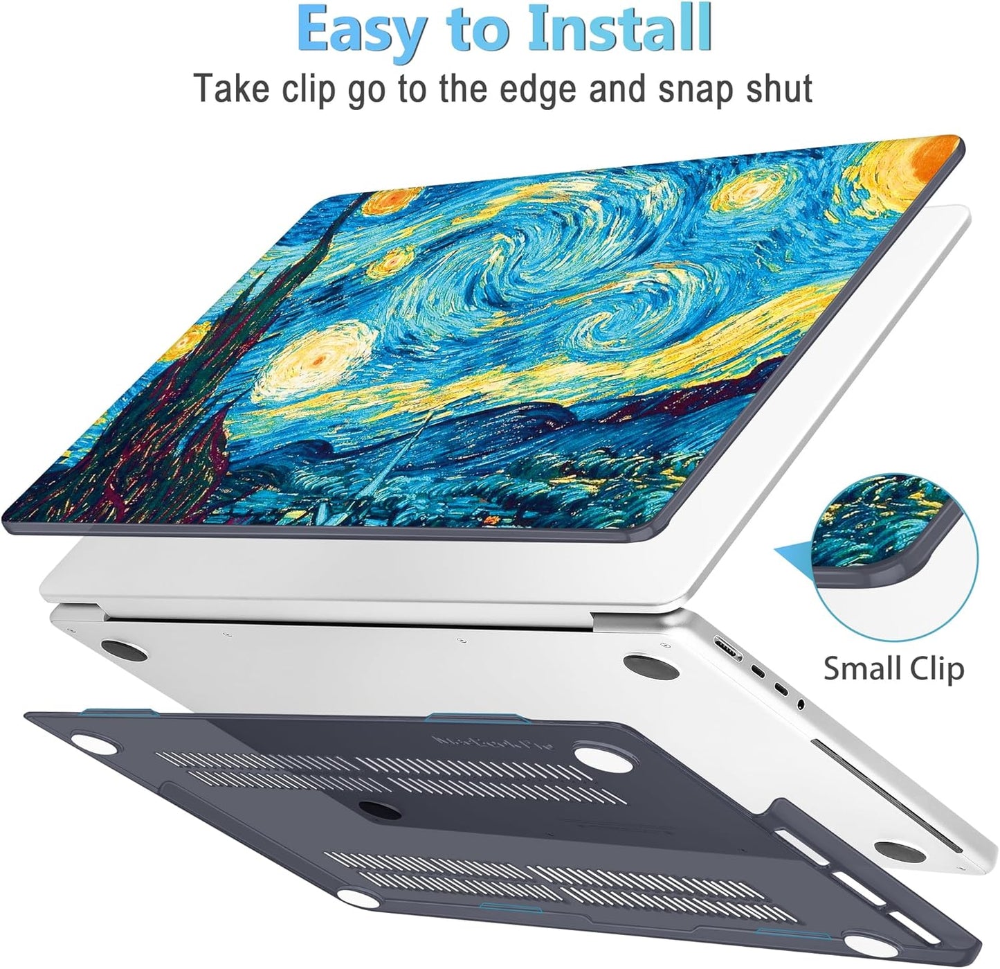 Mektron Case for MacBook Pro 16" M4 A3403 A3186 M3 A2991 M2 A2780 M1 A2485 (2021/2023/2024) Pro/Max with Touch ID, Hard Shell Plastic Laptop Cover Keyboard Cover Screen Protector, Abstract Starry Sky