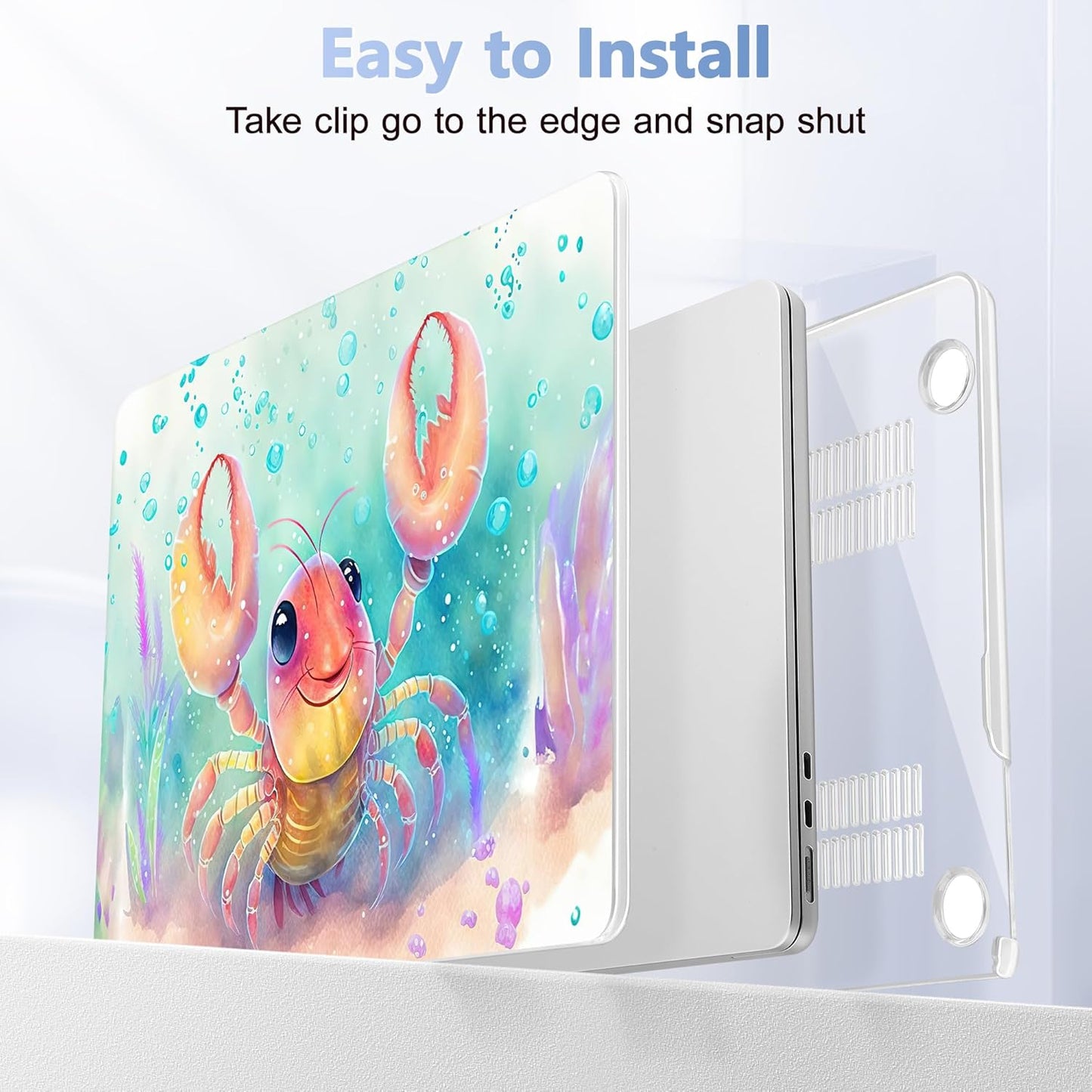 Case for MacBook Air 15 Inch 2025 2024 2023 Release M4 A3241 M3 A3114 M2 A2941, Hard Shell with Screen Protector & Keyboard Cover, Compatible with Touch ID, Shrimp