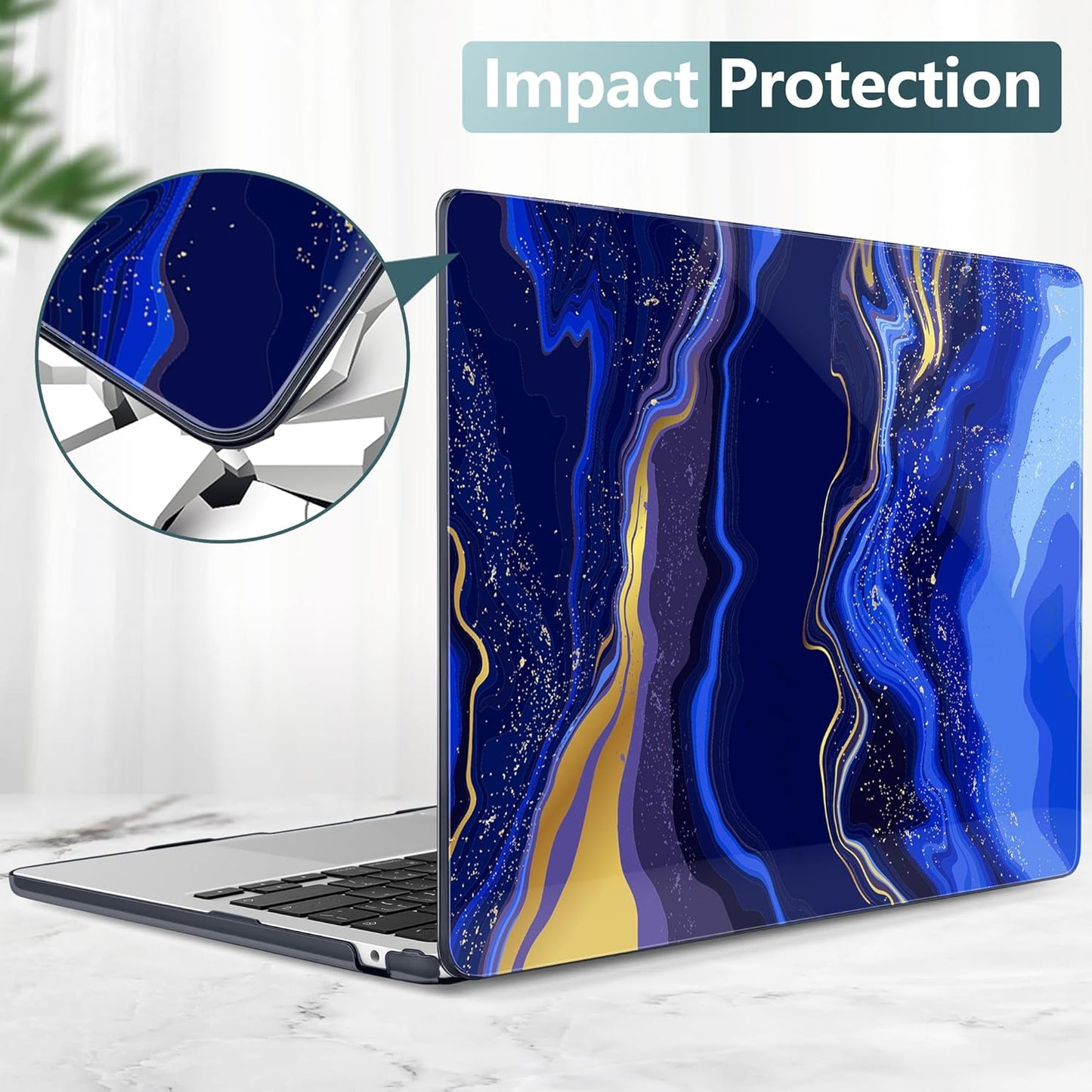 TWOLSKOO Compatible with M4 MacBook Air 13.6 inch Case 2025-2022 Release M4 A3240 M3 A3113 M2 A2681, Plastic Hard Shell & Keyboard Cover & Type C Adapter & Screen Protector, Abstract Marble