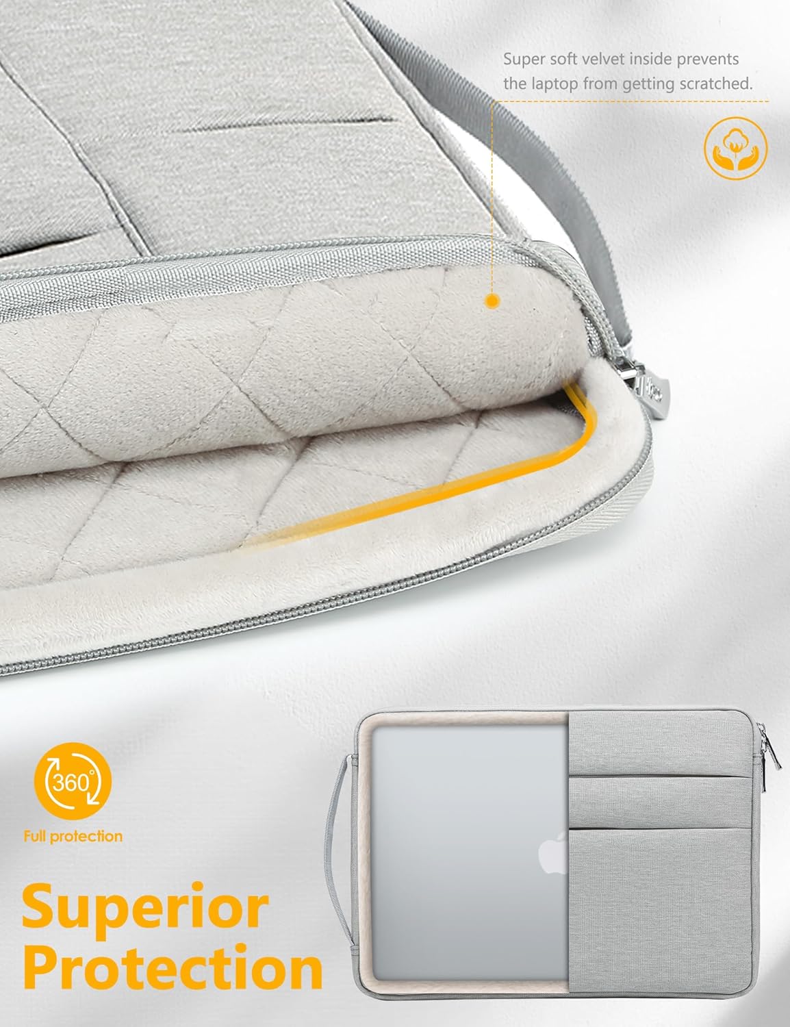 HYZUO 17-17.3 Inch Laptop Sleeve Bag Briefcase for 17" 17.3" HP/Dell/Lenovo/ASUS/LG/MSI Gaming Laptop/Razer Blade 17/18, Men Women NoteBook Protective Case Bag, Light Gray