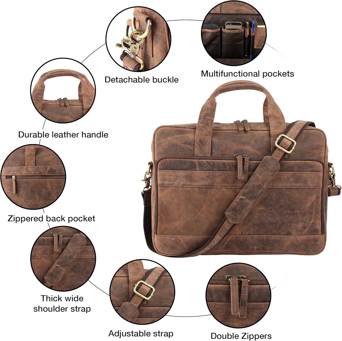 Leather briefcases Laptop Messenger Bags Best Office School College Satchel Bag for Men and Women