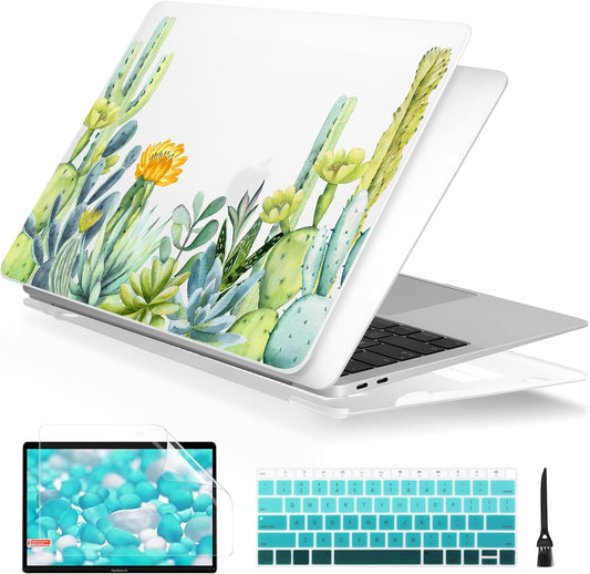 Batianda Case for MacBook Air 13 Inch M1 2020 2019 2018 Release Model A2337 A2179 A1932 with Retina & Touch ID, Plastic Hard Shell Cover with Match Keyboard Cover & Screen Protector,Plants & Cactus