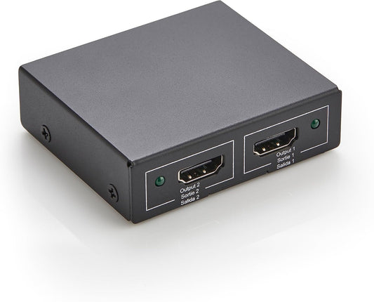 Amazon Basics HDMI Splitter 1 in 2 Out, 4K@30Hz for Dual Monitors, Mirror Only, Black