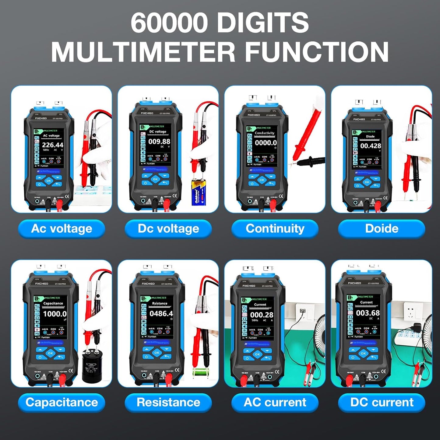 11 In 1 Network Cable Tester with 60000 Digit Multimeter 7 Wavelengths OPM 10Km/10mW VFL 600M Measurable Length 100 Records Tool Kit for CAT5 CAT6 Telephone Ethernet RJ11 RJ45 PoE Wire Tracer NCV,Blue