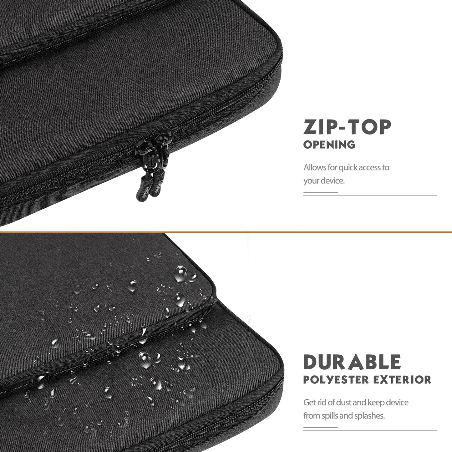 MoKo Laptop Sleeve Bag for 13.3-14 Inch, Notebook Carrying Case with Pocket Fits New MacBook Pro M3/M2 14" /13" M2/M1 Pro/M1 Max 14.2 2023-2021/Air 13.6" M2 2022, Surface Pro 9/8 13", Black & Gray