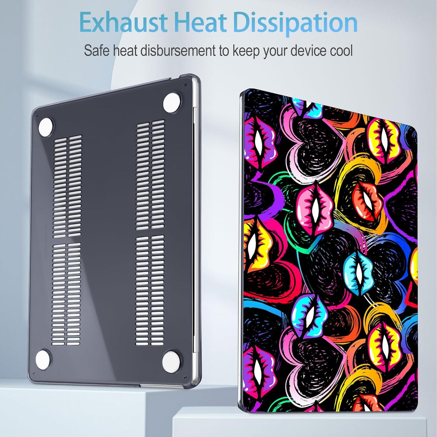 Mektron for 2025 M4 MacBook Air 13.6 Inch A3240 Case Fits 2023 A2681 M2 2024 A3113 M3 Chip with Liquid Retina Display Touch ID, Printed Plastic Hard Shell Cover for MacBook Air 13.6", Colorful Lips