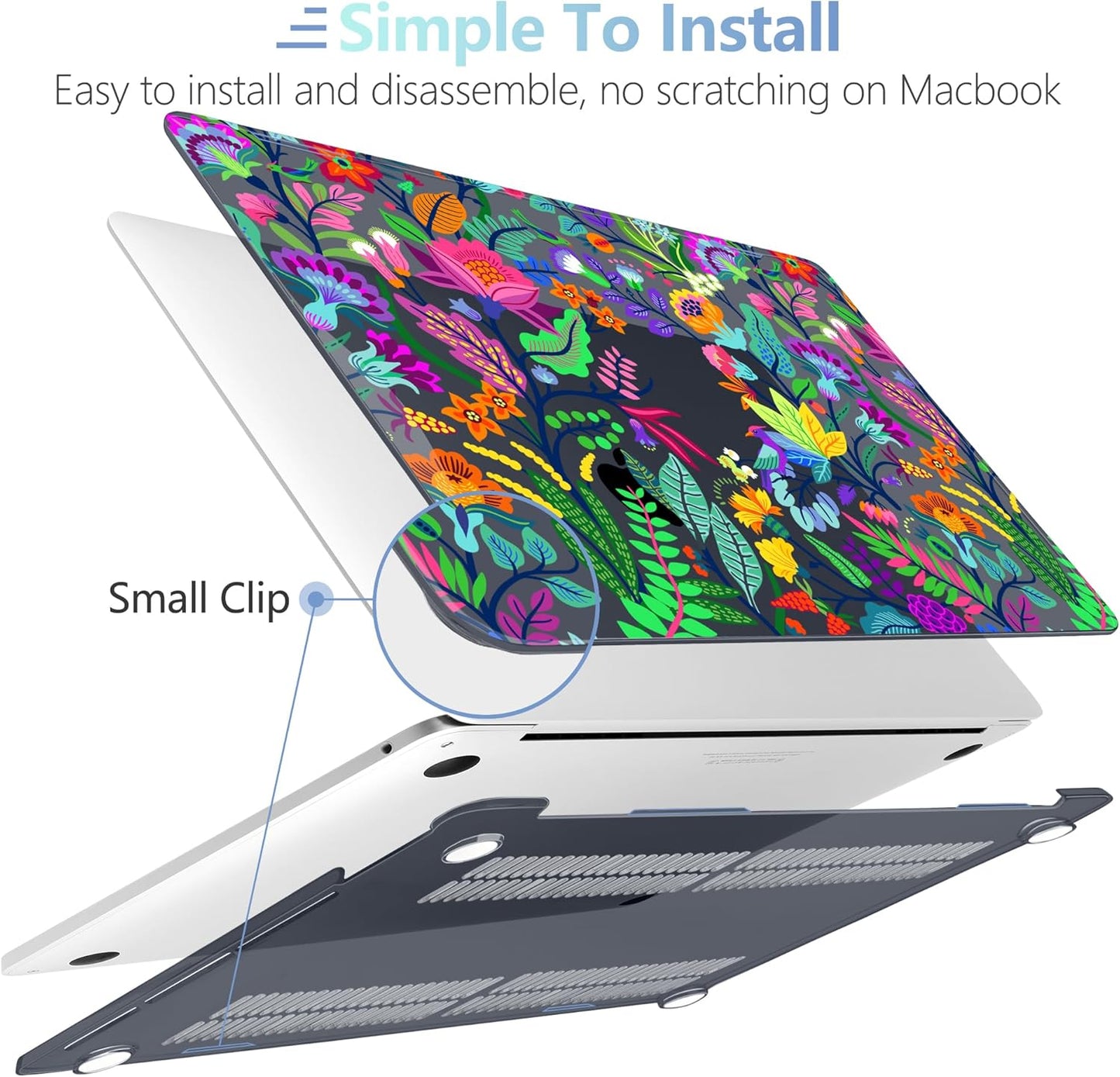 MEEgoodo Case for MacBook Pro 13 inch Case 2022 2021 2020 A2338 M2/M1 A2251 A2289,Laptop Hard Shell with Keyboard & Camera Cover Compatible with 13 inch MacBook Pro,Bright Flowers & Tropic Leaves