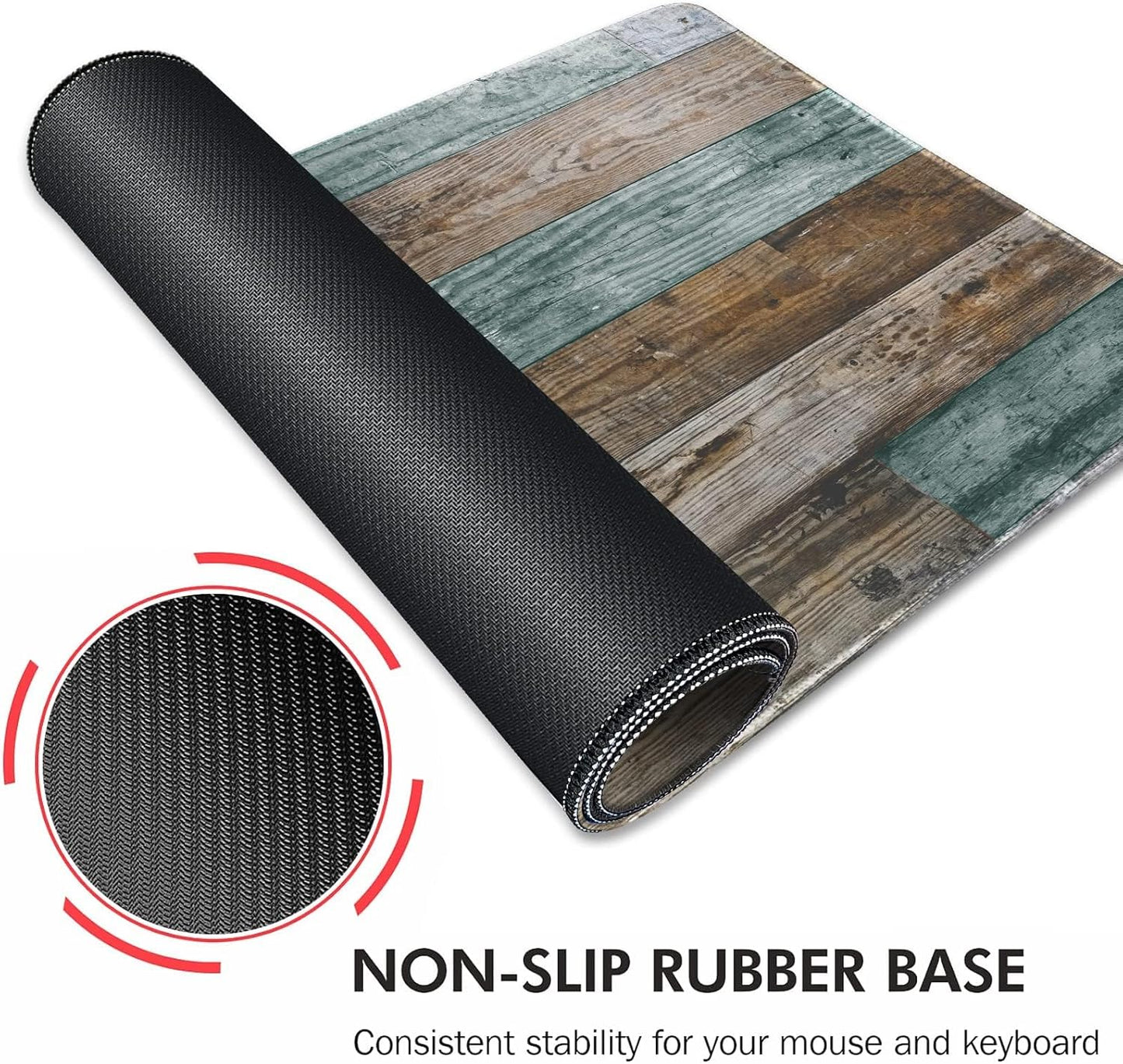 Galdas Gaming Mouse Pad Vintage Wood Grain Pattern XXL XL Large Mouse Pad Mat Long Extended Mousepad Desk Pad Non-Slip Rubber Mice Pads Stitched Edges Thin Pad (31.5x11.8x0.12Inch)