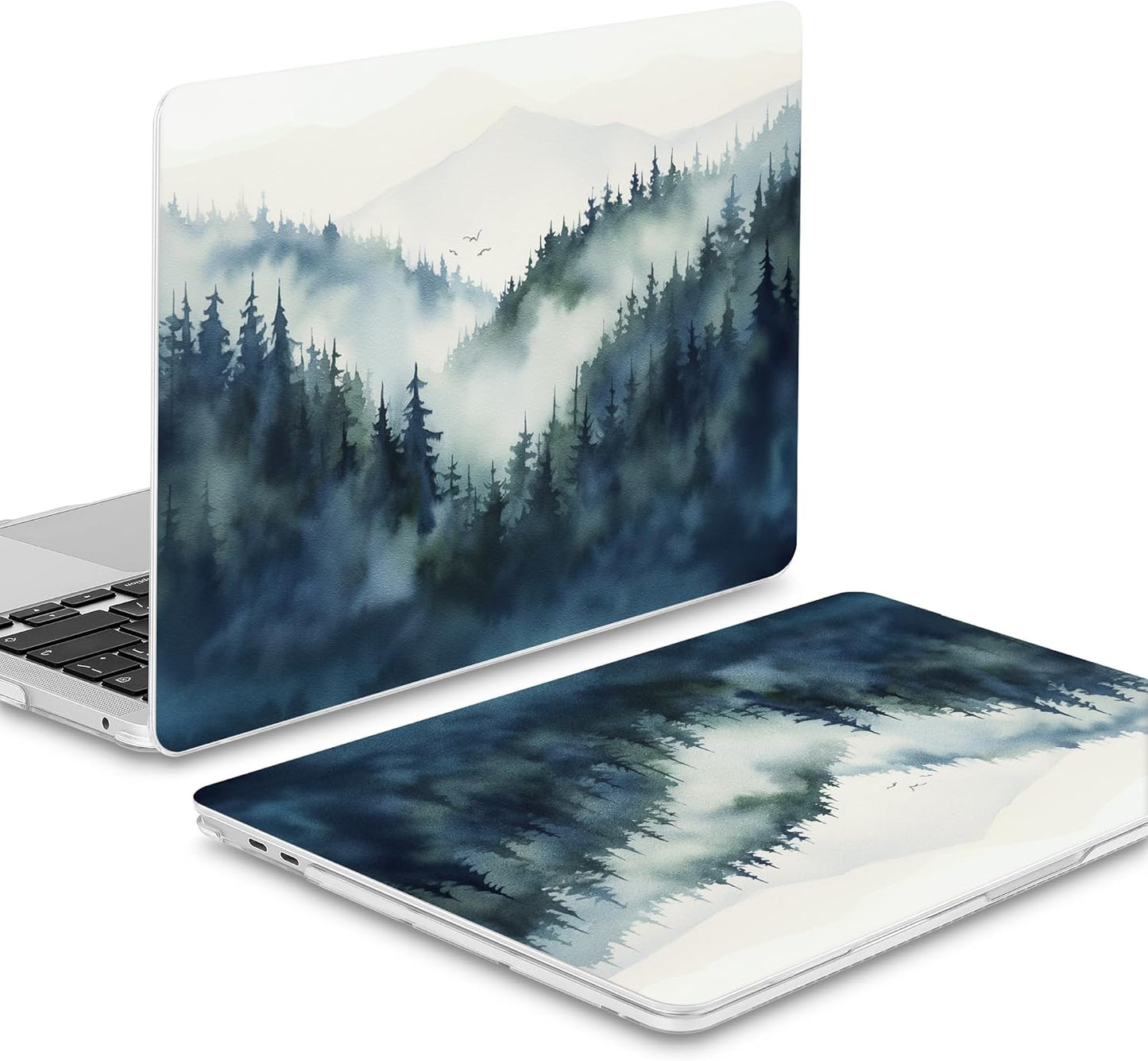 Mektron for MacBook Air 13 Case A1466/A1369 (2010-2017 Release), Snap-on Plastic Hard Shell Cover for MacBook Air 13.3 inch with Keyboard Cover, Misty Forest C133