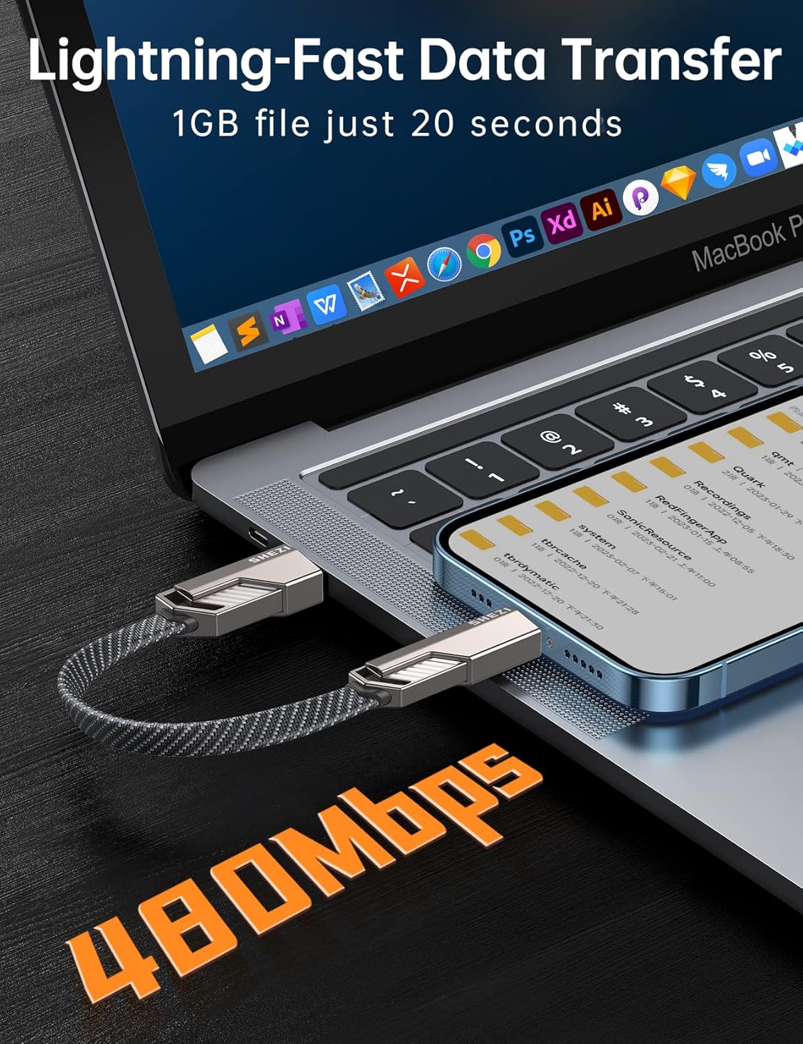 4-in-1 0.6FT Ultra Short USB C Cable Compatible with Lightning Cable [Fast Charging&Data Transfer] Flat Braided for iPhone iPad Charger Cord, Portable Multi Charger Cord Combo for Power Bank