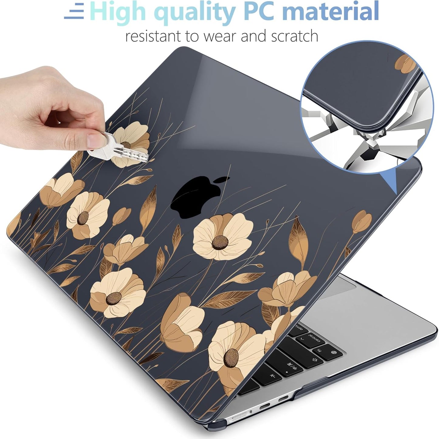 MEEgoodo Case for M4/M3/M2 MacBook Air 13.6 inch Case 2025 2024 2022, Fit Model A3240/A3113/A2681, Laptop Hard Shell with Keyboard Cover Compatible with MacBook Air 13 inch, A Bouquet Flowers