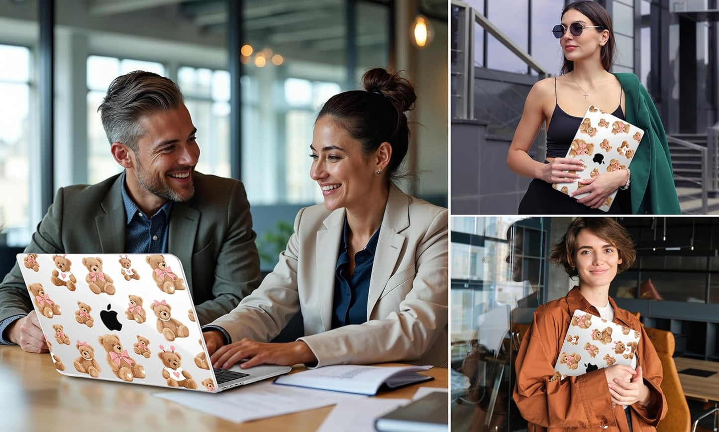 DONGKE for M4 MacBook Pro 16 Inch Case 2024 2023 2021 A3403 A3186 M3 A2991 M2 A2780 M1 A2485 Pro/Max Chip, Plastic Hard Shell Case & Keyboard Cover for Mac Pro 16 with Touch ID, Cartoon Bears