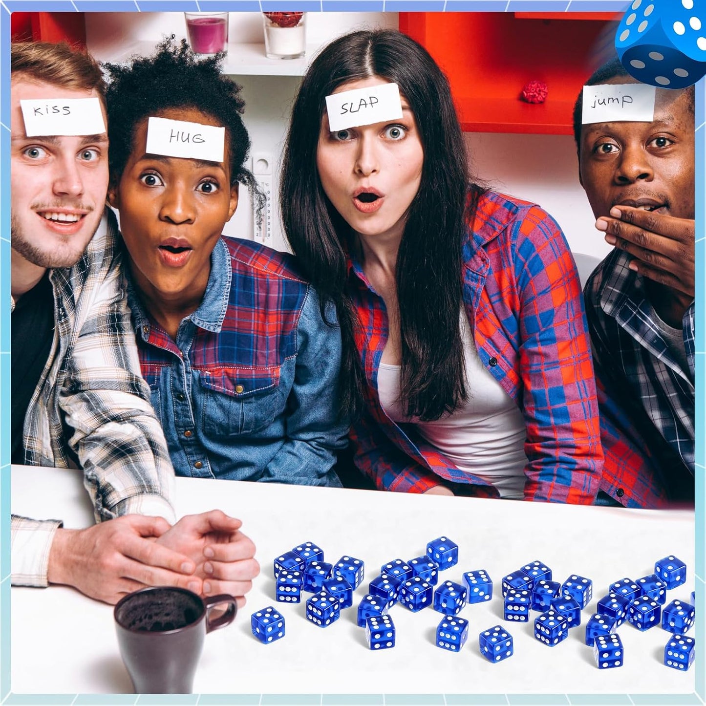 36 Piece 19 mm Casino Style Craps Dice Sets Acrylic and Translucent D6 Dice, Square W/Rounded Edge for Casino, Craps, Table Games and Board Games (Blue)