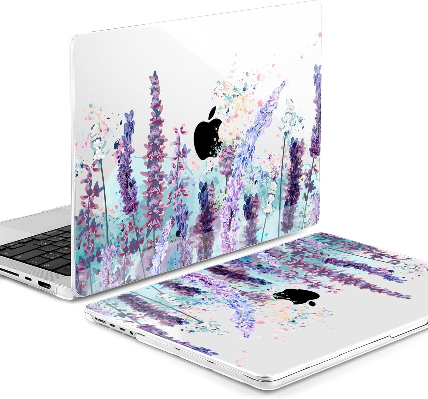 DONGKE for M4 MacBook Pro 16 Inch Case 2024 2023 2021 A3403 A3186 M3 A2991 M2 A2780 M1 A2485 Pro/Max Chip, Plastic Hard Shell Case & Keyboard Cover for Mac Pro 16 with Touch ID, Lavender Flowers