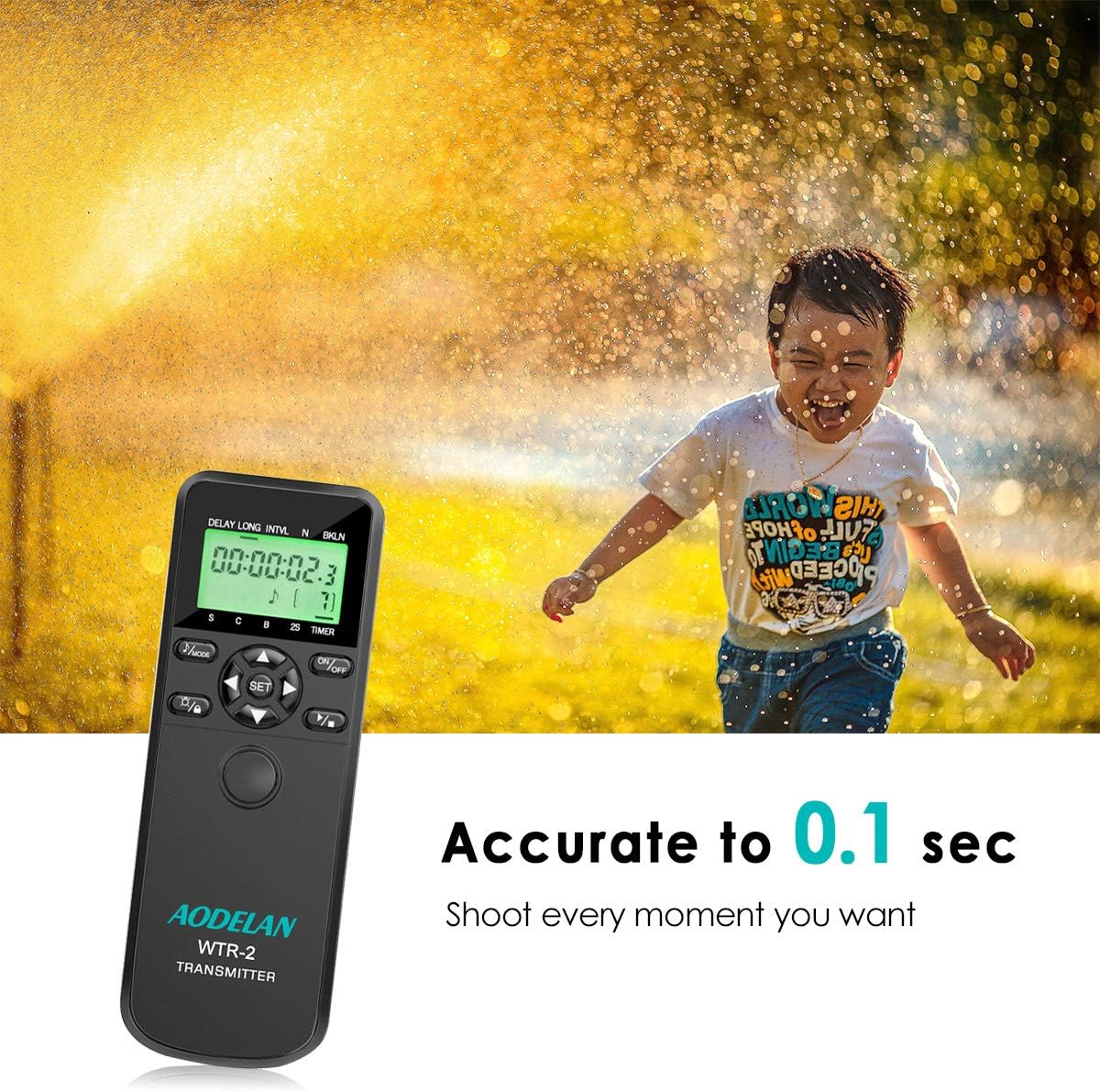 AODELAN Camera Wireless Shutter Release Timer Remote Control for Canon EOS R, RP, Rebel SL2, 250D, 750D, 90D, 80D, 77D, M6 Mark II, 5D Mark IV; Fujifilm X-T3, X-T100; for Olympus OM-D E-M1 Mark II