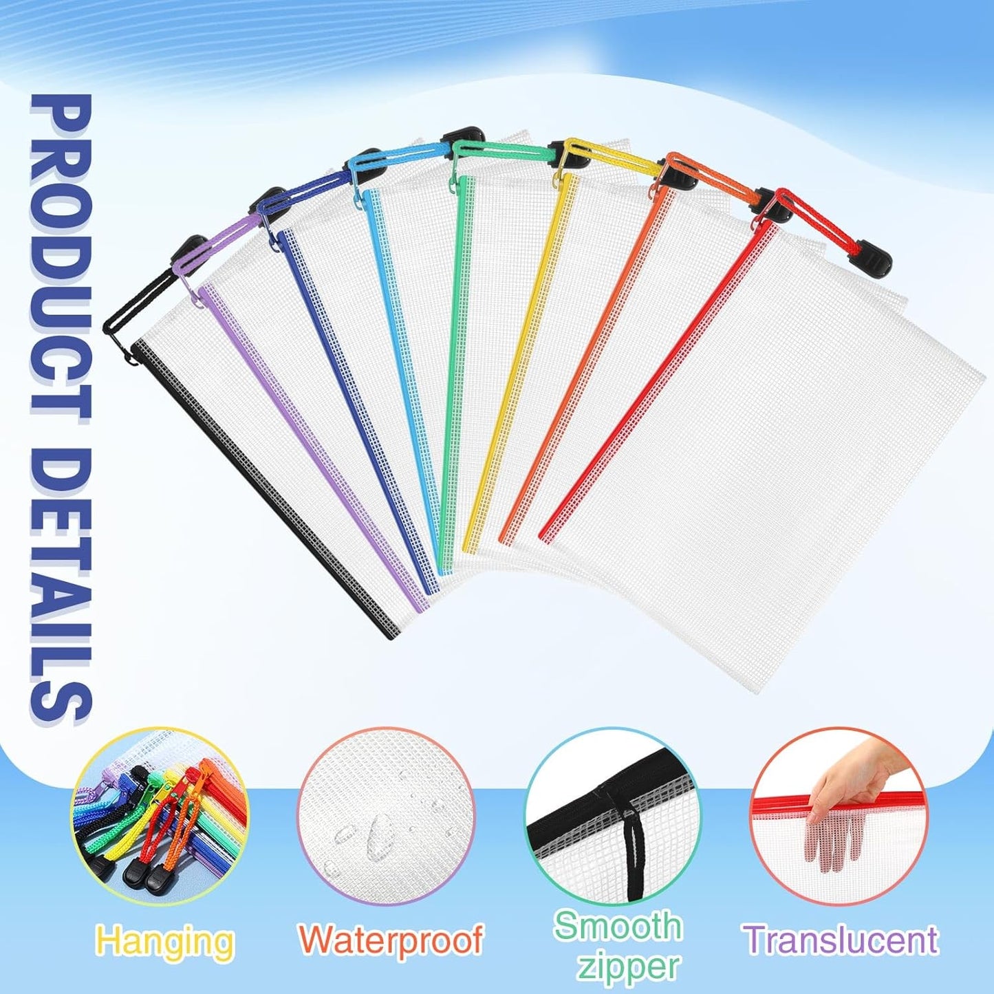 Jetec 32 Pcs Mesh Zipper Bags Toy Storage Bikini Organizer Bag Bolsas Para Guardar Trajes De Baño Waterproof Zipper Reusable Pouch Puzzle Multipurpose for Storage Office(Sweet Color,7.5 x 5 Inch)