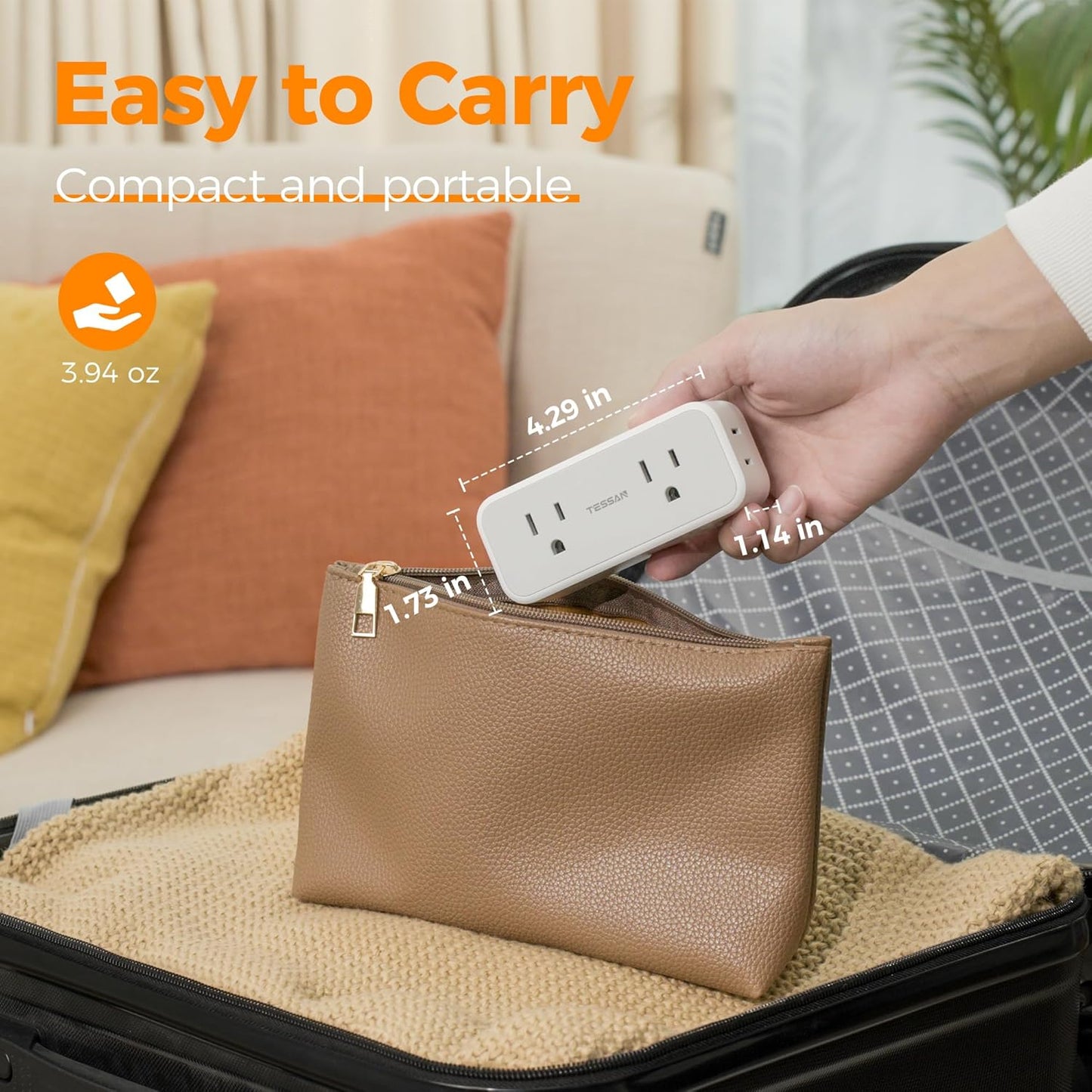 20W PD Surge Protector Outlet Extender, TESSAN Multi Plug Splitter with 4 Electrical Outlets 3 USB Ports(1 USB C), Multiple Plug Wall Expander for Home Office Dorm Room Essentials