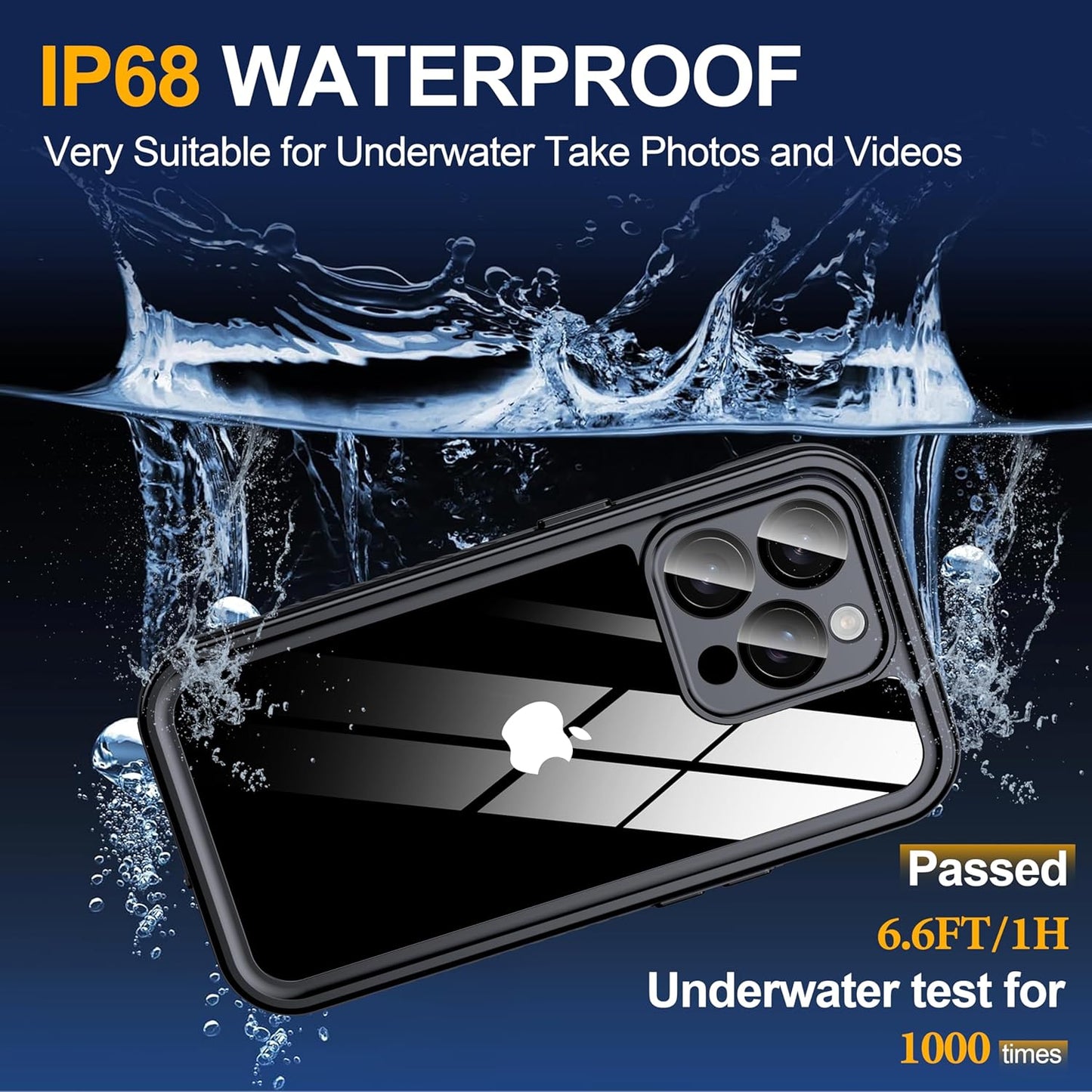for iPhone 14 Pro Case Waterproof - Built-in Privacy Screen Protector & HD Screen Protector [IP68 Underwater] Shockproof Dustproof Full Body Protection iPhone 14 Pro Phone Case Black