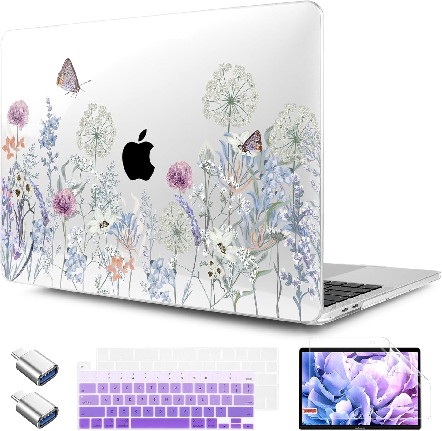 TWOLSKOO Compatible with MacBook Pro 13 inch Case 2023-2016 A2338 M2/M1 A2251 A2289 A2159 A1989 A1706, Plastic Hard Shell Cover & Keyboard Skin & Screen Protector, Dandelions