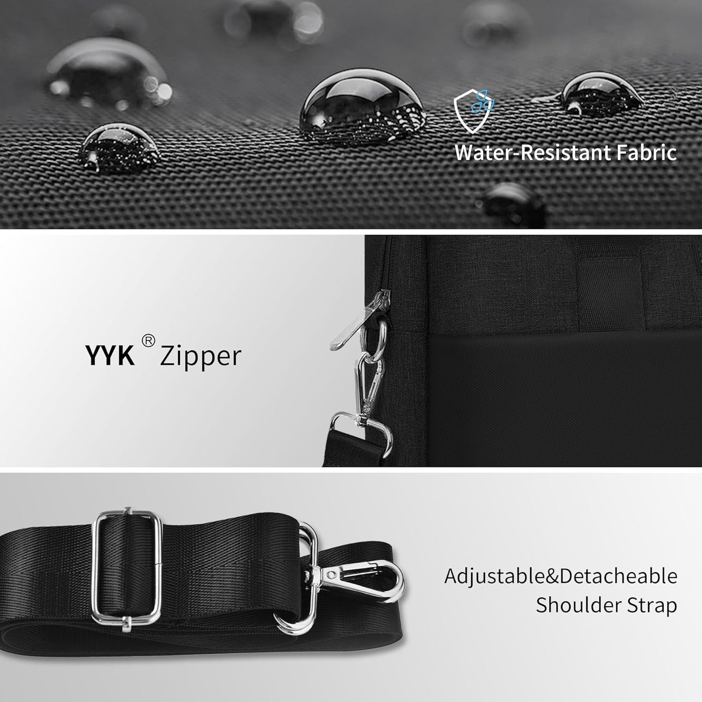 WIWU 14 Inch Laptop Bag for Men Women, Water-Resistant Laptop Case with Shoulder Strap Messenger Work Bag for Business Travel Compatible with MacBook Air Pro/Dell XPS/HP Envy/Microsoft Surface(Black)