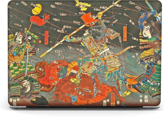 Berkin Arts Compatible with MacBook Pro 13 inch Cover, 2022, 2021, 2020-2018 Release A1708 with Keyboard Cover & Screen Protector Ukiyo-e (The Kusunoki's Final Attack by Kuniyoshi)