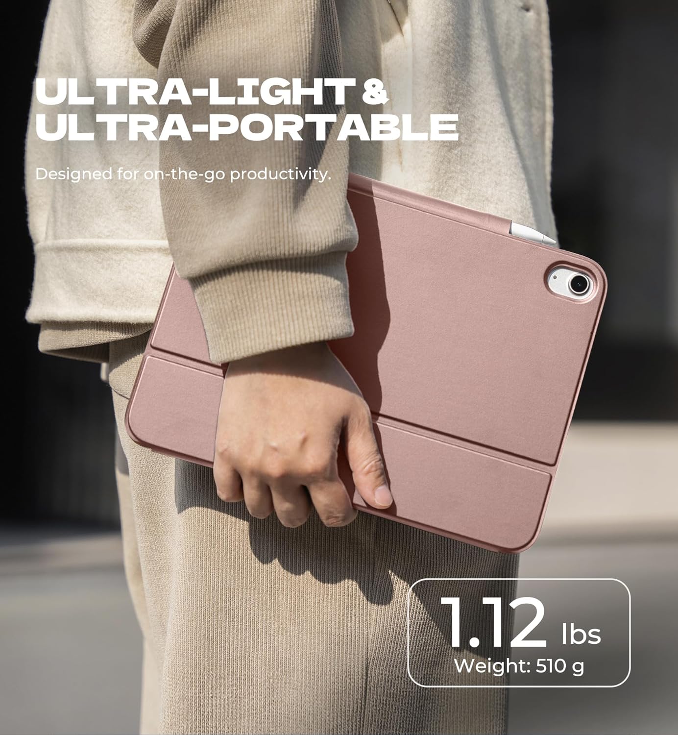 Dexnor for iPad (A16) 11th/10th Generation Case with Keyboard Ultra-Light Magnetic Detachable Folio Keyboard Cover Multi-Touch Trackpad Backlit for iPad 10th Gen 10.9" (2022)/11th Gen (2025), Pink