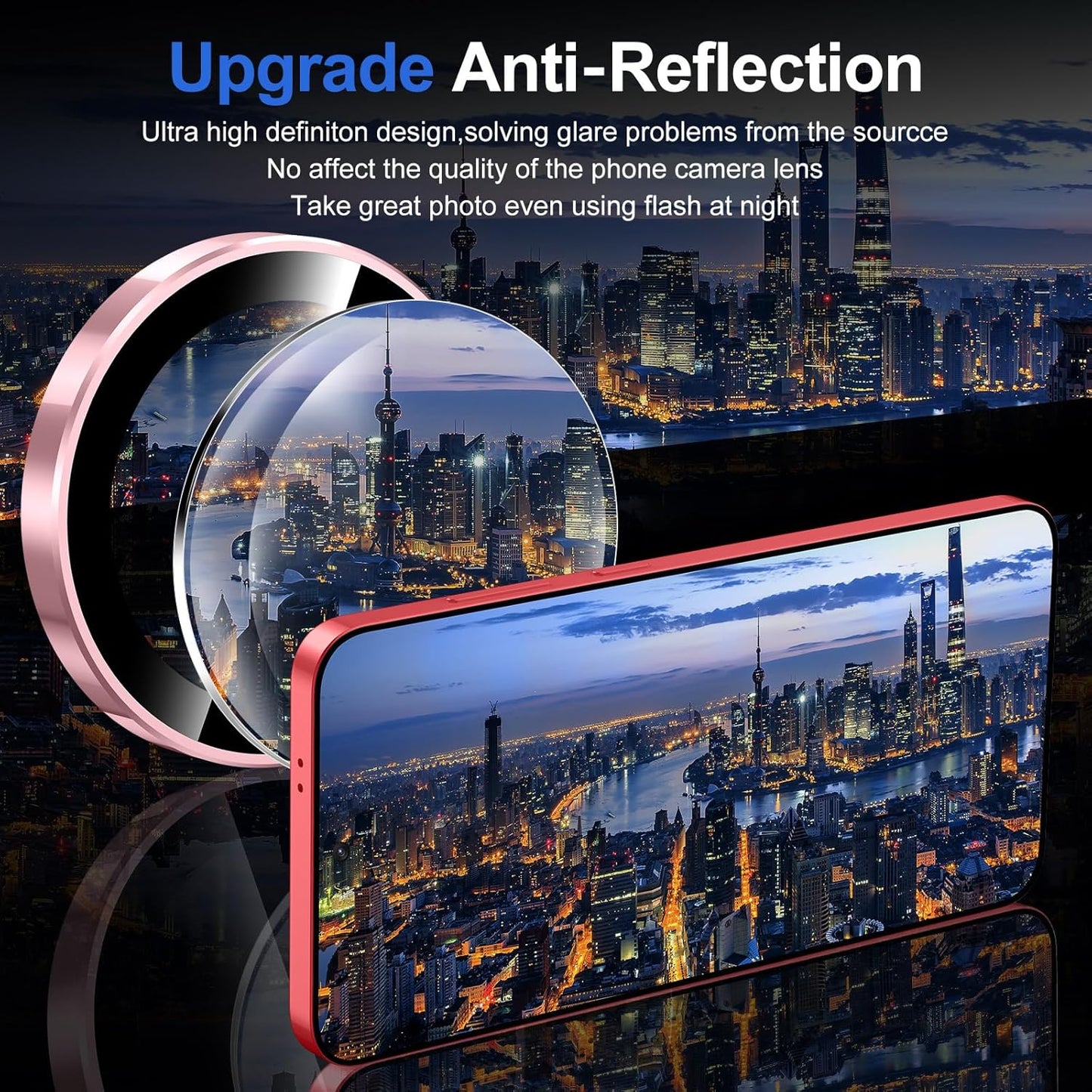for Samsung Galaxy S25 Plus Camera Lens Protector, Individual Metal Ring Tempered Glass Lens Cover, [Strong Adsorption] Scratch Resistant Ultra-Thin HD Clear Lens Cover, 1 Set-Pink Ring
