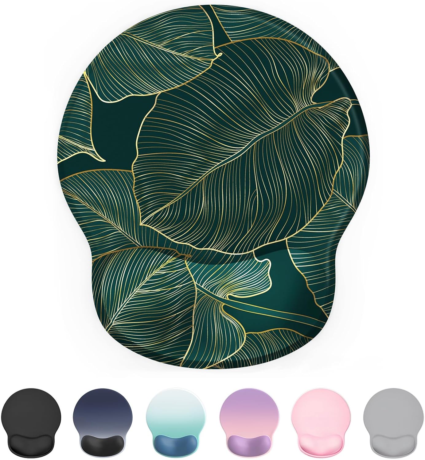 Ergonomic Mouse Pad Wrist Support, Comfortable Mouse Pad Wrist Rest, Relieve Wrist Pain Gel Mouse pad, Non-Slip Rubber Base Mousepad for Laptop, Computer(Green Leaf)