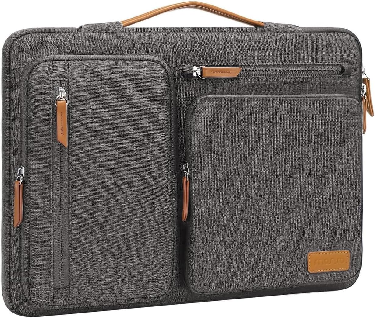 MOSISO 360 Protective Laptop Case 14 inch, 14 inch Laptop Sleeve Compatible with HP Lenovo Dell ASUS Acer, HP, Dell Latitude, Lenovo, Side Open Carrying Case with 4 Zipper Pockets&Handle, Taupe Gray