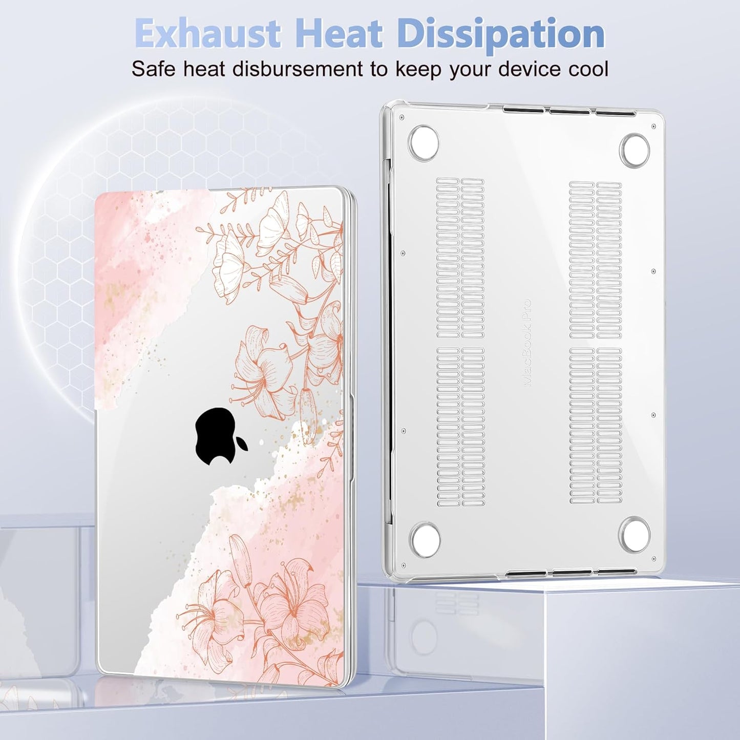 for MacBook Pro 16 inch Case 2021 2022 2023 2024 Release A3186 A3403 M4 A2991 M3 A2780 M2 A2485 M1 Pro/Max, Hard Shell Case with Screen Protector & Keyboard Cover, Watercolor Floral