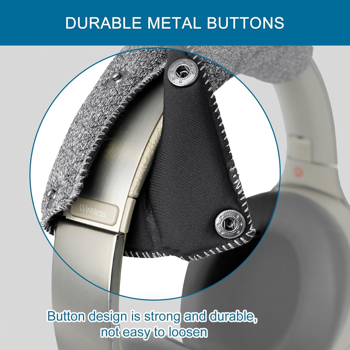 GEVO Replacement Headphone Headband Cover for Sony WH-1000XM4,WH-1000XM3/H910N/XB910N/XB900N/CH710N Headphones,Headband Cushioning Pad Protects Repair Parts,Easy Installation,No Tools Required (Gray)