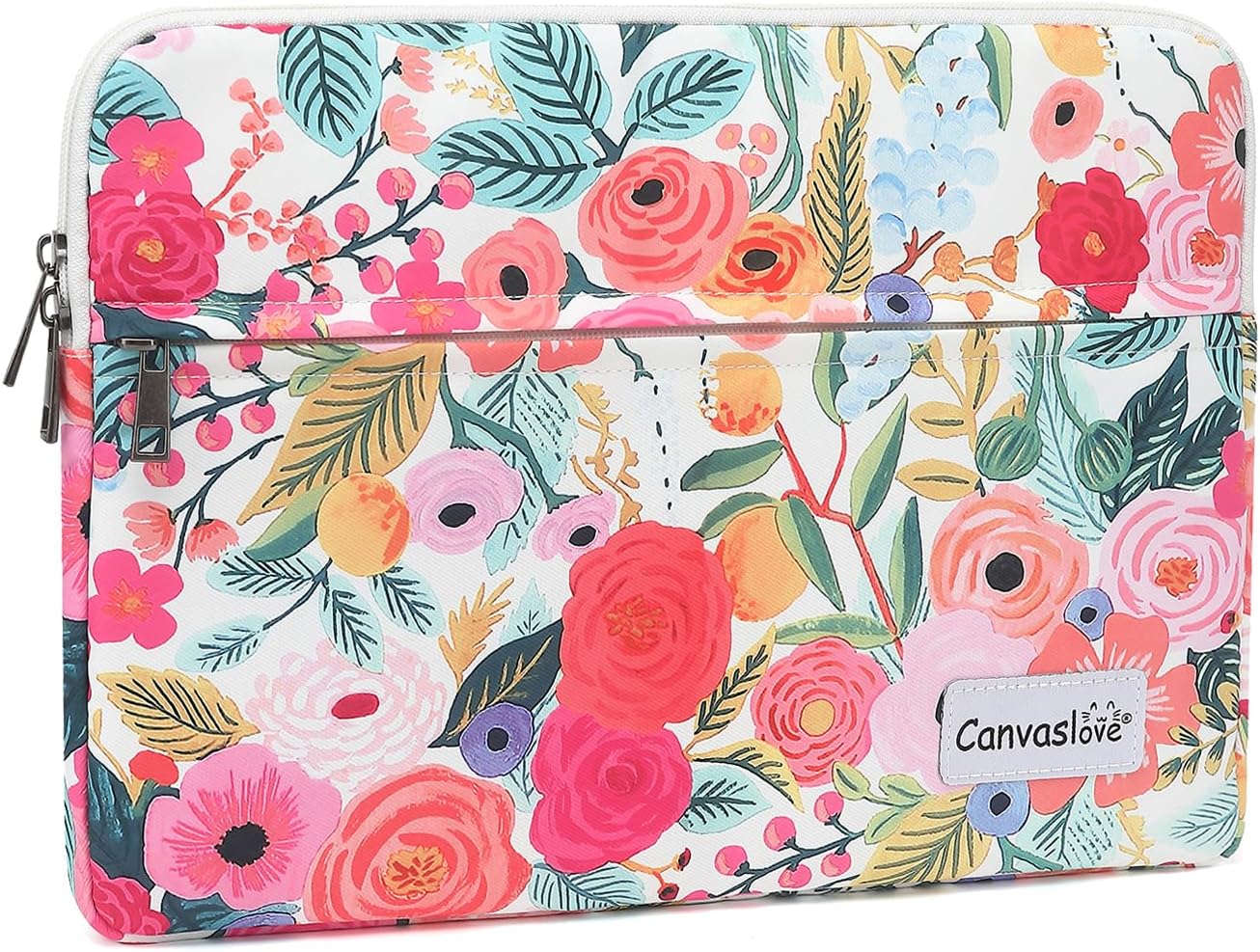 Canvaslove Floral Pattern Laptop Sleeve Case Cover with Pocket for MacBook Pro 14 inch and 14 inch-14.4 inch HP, Lenovo, Dell, ASUS, Acer Notebook Computer