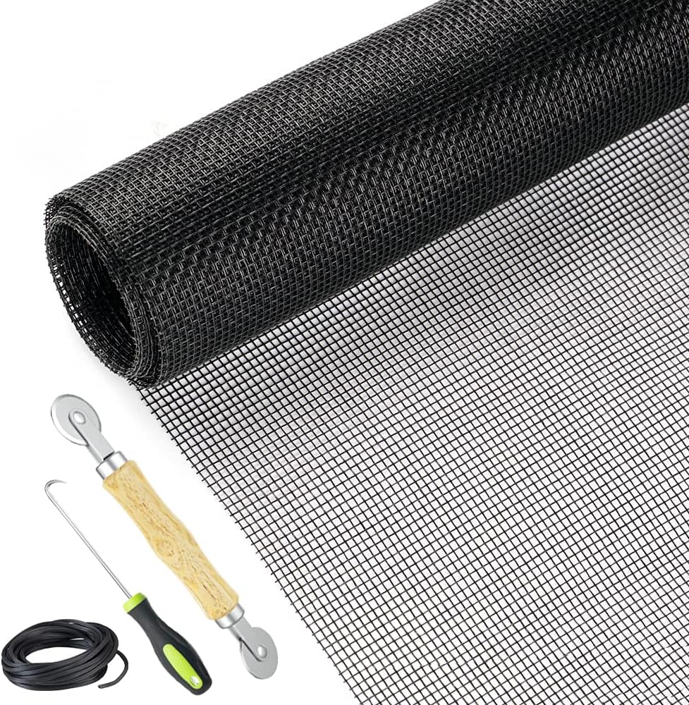 Fiberglass Screen Repair Kit, Black, 48" x 110", Easy to Install, Up to 5 Years Lifespan, Wide Application