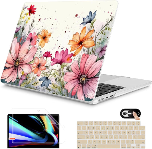 Mektron for 2025 M4 MacBook Air 13.6 Inch A3240 Case Fits 2023 A2681 M2 2024 A3113 M3 Chip with Liquid Retina Display Touch ID, Printed Plastic Hard Shell Cover for MacBook Air 13.6", Colorful Floral