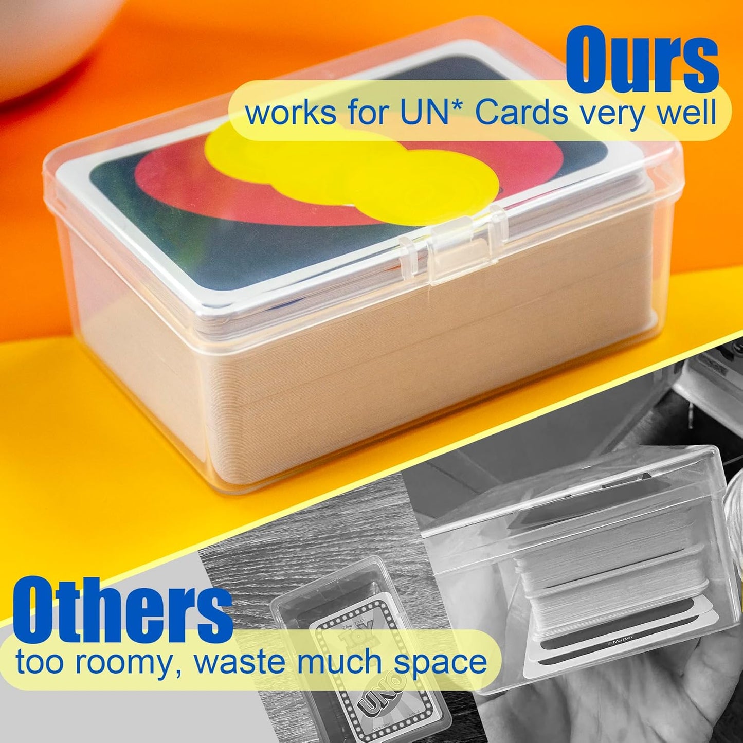 4 Pcs Playing Card Case, Works for 112 Standard UN* Cards And Other Same Or Smaller Size Very Well, Plastic Clear Card Deck Box Storage,4 1/2" ×3 1/4" ×1 1/8" (NO Cards)