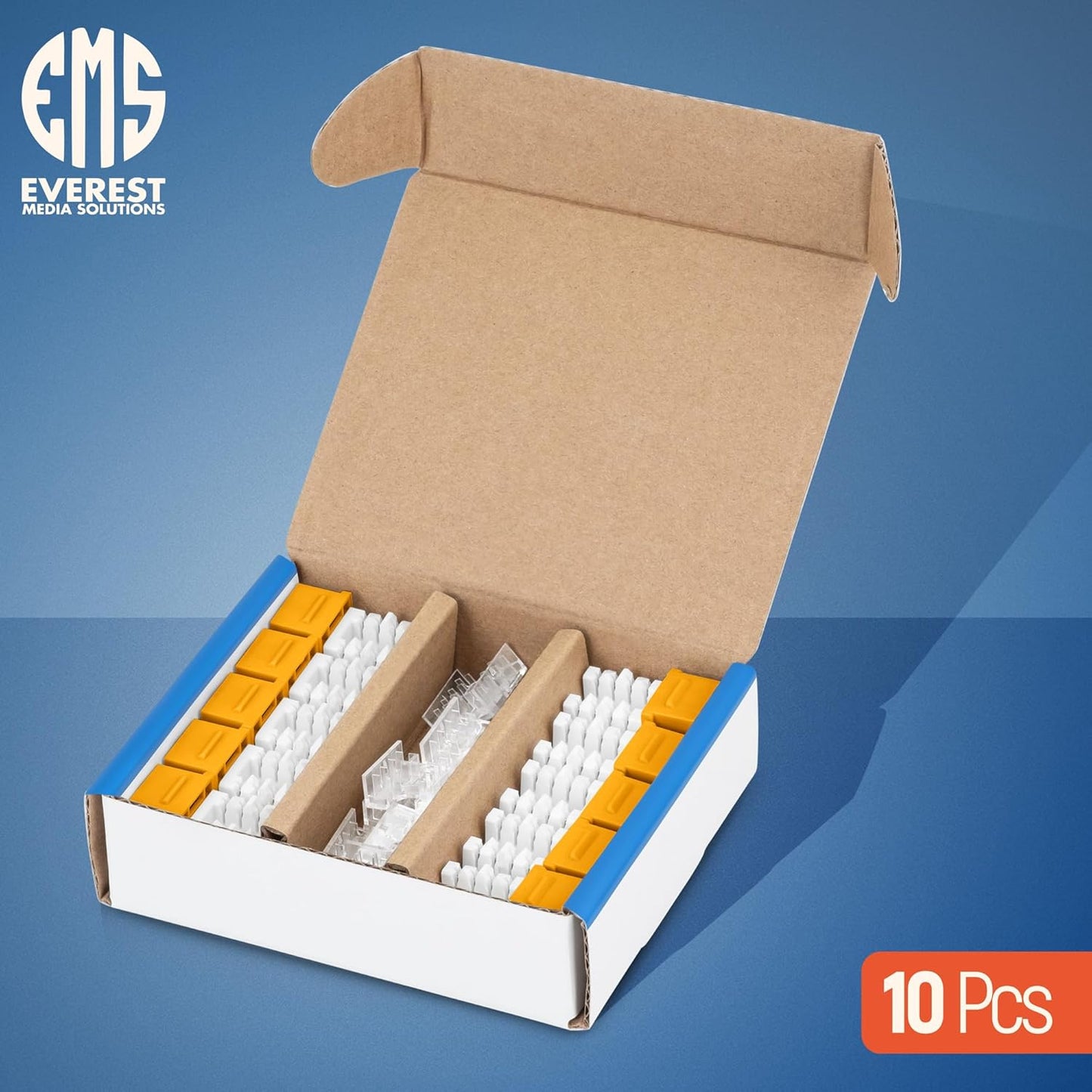 Everest 90° Angled RJ45 Cat6 Keystone Jacks 10-Pack in Yellow - Slim Profile Female RJ45 Connectors - Cat 6 Keystone Jack - Compatible with 90° Angled Speed Termination Tool - easyJACK (B094WB91H3)