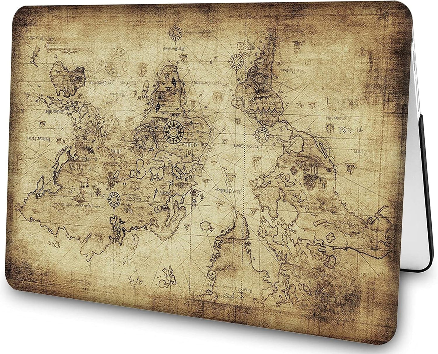 Compatible with MacBook Air 13 Inch Case 2017 2016 2015 2014 2013 2012 2011 2010 Release A1466/A1369, Plastic Hard Shell Case + Keyboard Cover + Screen Protector - World Map