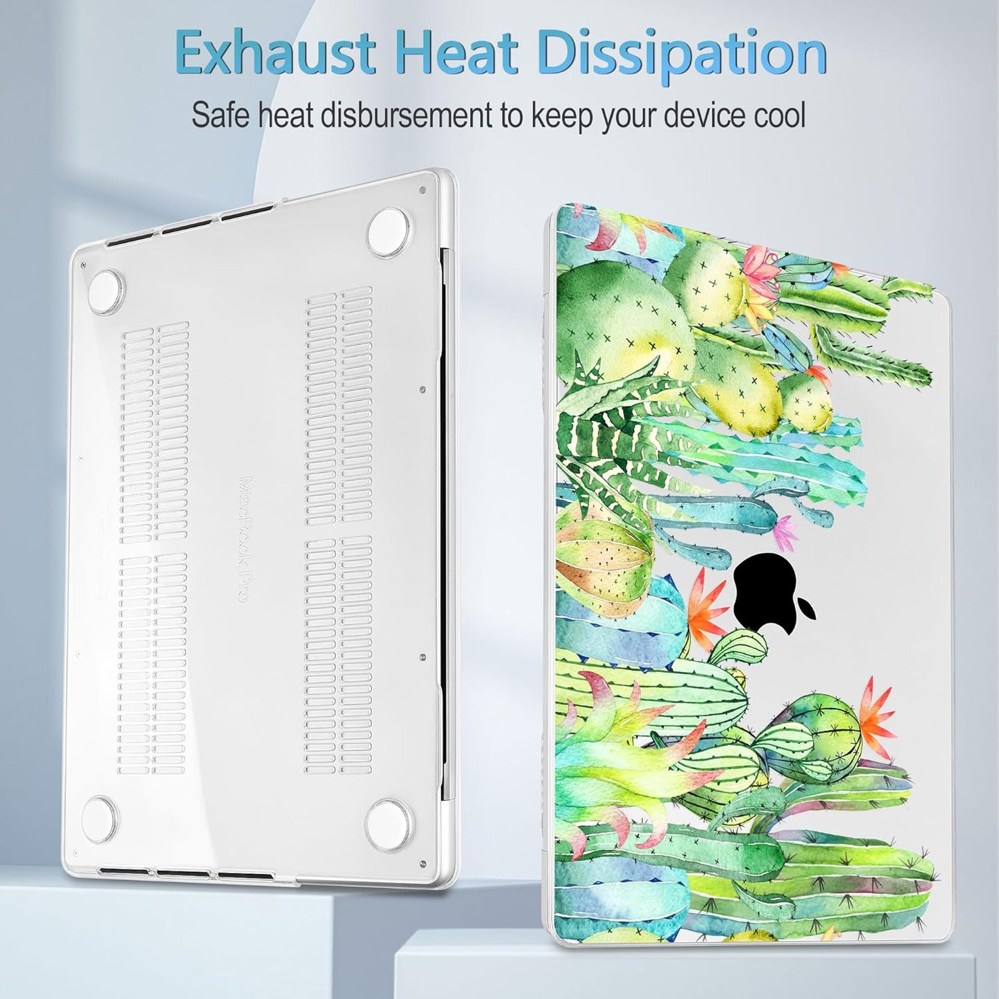 Mektron Case for MacBook Pro 16" M4 A3403 A3186 M3 A2991 M2 A2780 M1 A2485 (2021/2023/2024) Pro/Max with Touch ID, Hard Shell Plastic Laptop Cover Keyboard Cover Screen Protector, Watercolor Cactus